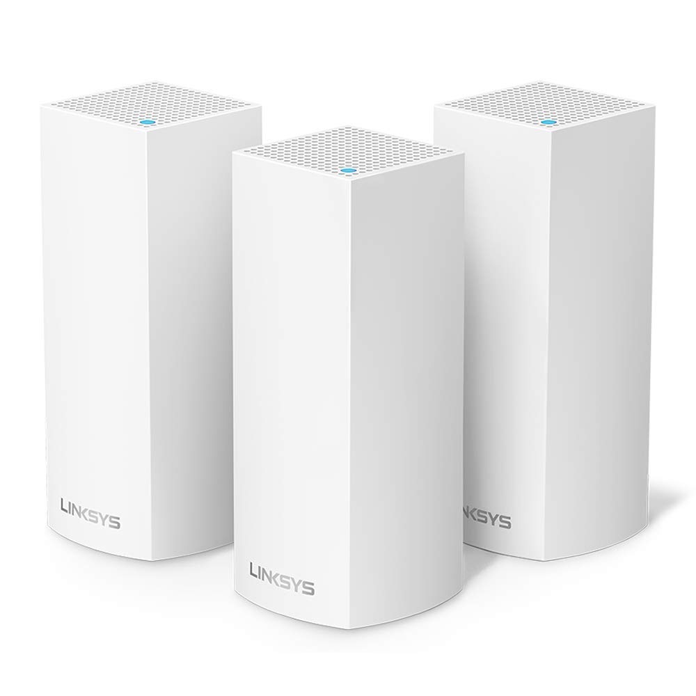 Linksys Velop Tri-Band Whole Home Mesh WiFi System (White) - Seamless Coverage for Large Homes, Smart Devices & 4K Streaming