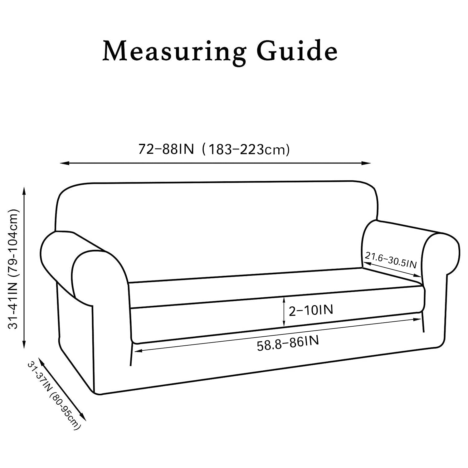 Turquoise Stretch Sofa Slipcover 2-Piece Set - Washable Jacquard Fabric Couch Cover for 3-Cushion Sofa with Elastic Bottom, Furniture Protector for Living Room, Family Room & Office (Dove Color)