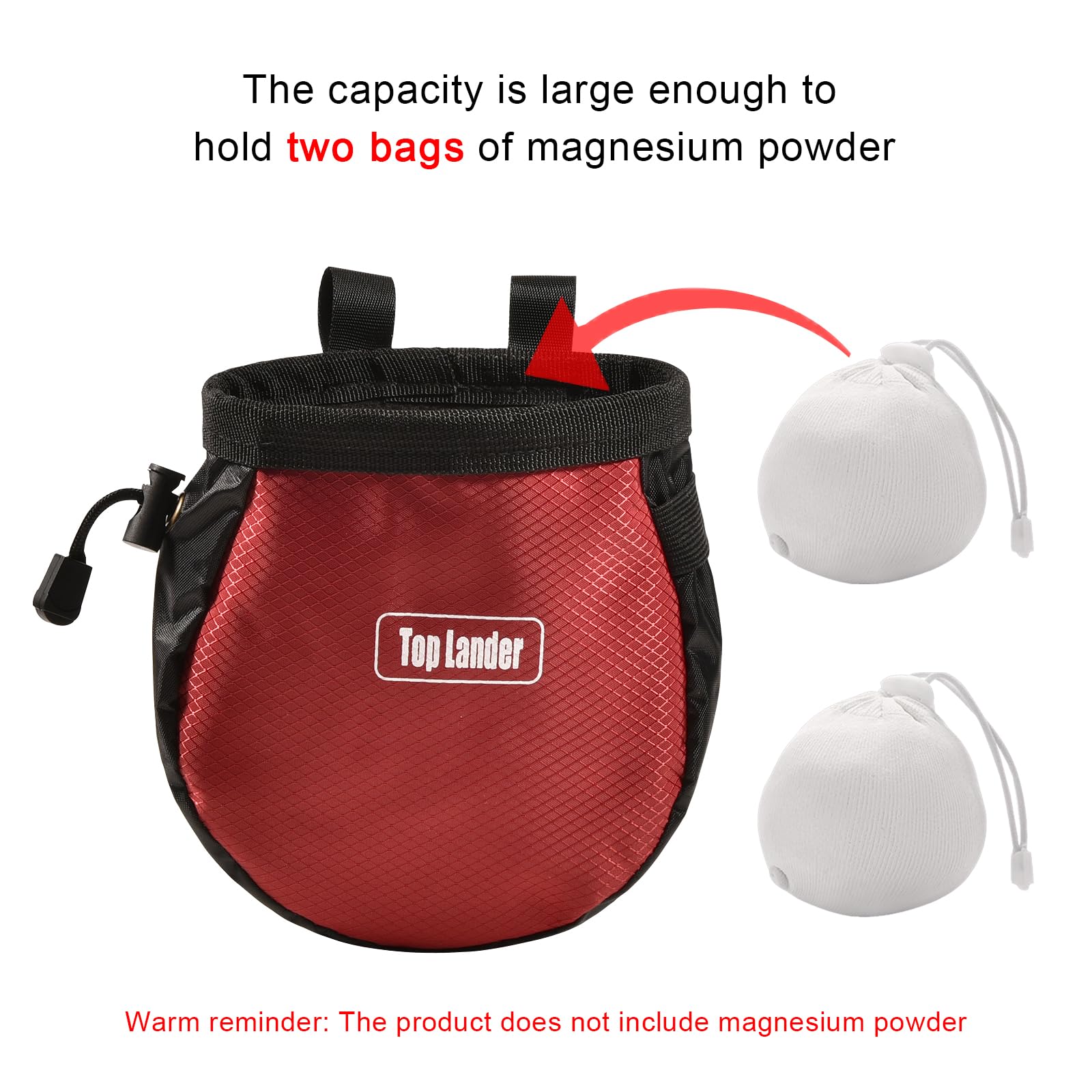 Rock Climbing Chalk Bag with Drawstring - Lightweight Bouldering Chalk Bucket for Gym, Weightlifting & Crossfit Training - Perfect for Indoor & Outdoor Climbing, Gymnastics and Fitness Workouts