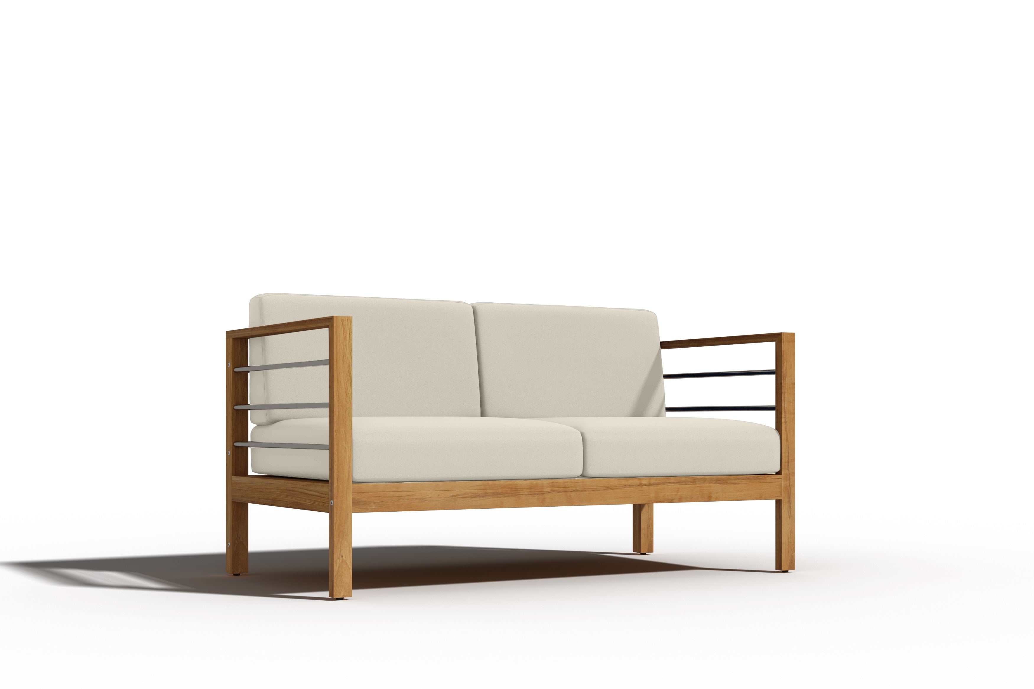 Leon 3-Person Teak Outdoor Sofa with Sunbrella Canvas Cushion - Waterproof Patio Furniture for Garden, Poolside & Backyard Relaxation