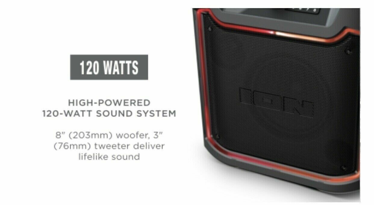 ION Pathfinder 4 Bluetooth Portable Speaker with Wireless Qi Charging - Waterproof Outdoor Speaker for Beach, Pool Party & Camping - Premium Sound with Built-in Power Bank