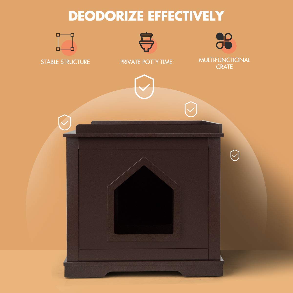 Tangkula Cat Litter Box Enclosure Furniture - Hidden Double Door Nightstand Pet House with Storage, Indoor Decorative Cabinet for Large Cats - Perfect for Living Room, Bedroom & Small Space Homes