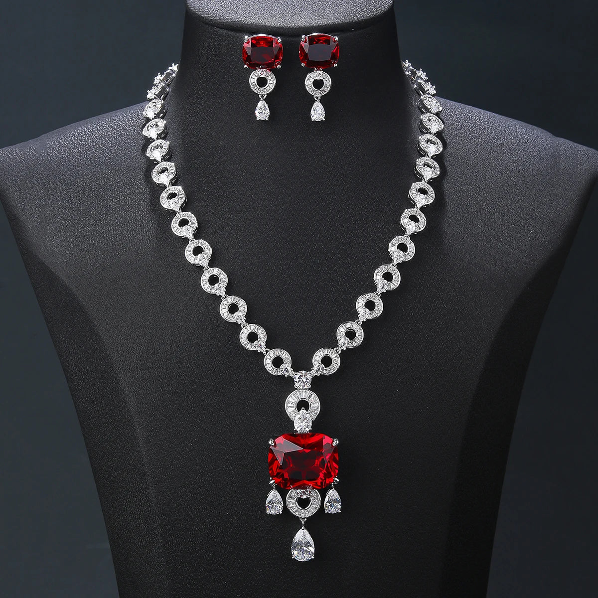 Luxury Elegant Cubic Zirconia Wedding Jewelry Set - Pendant Necklace & Earrings for Women, Bridal Party Accessories | Perfect for Weddings, Anniversaries, and Formal Events | Wholesale CN11532