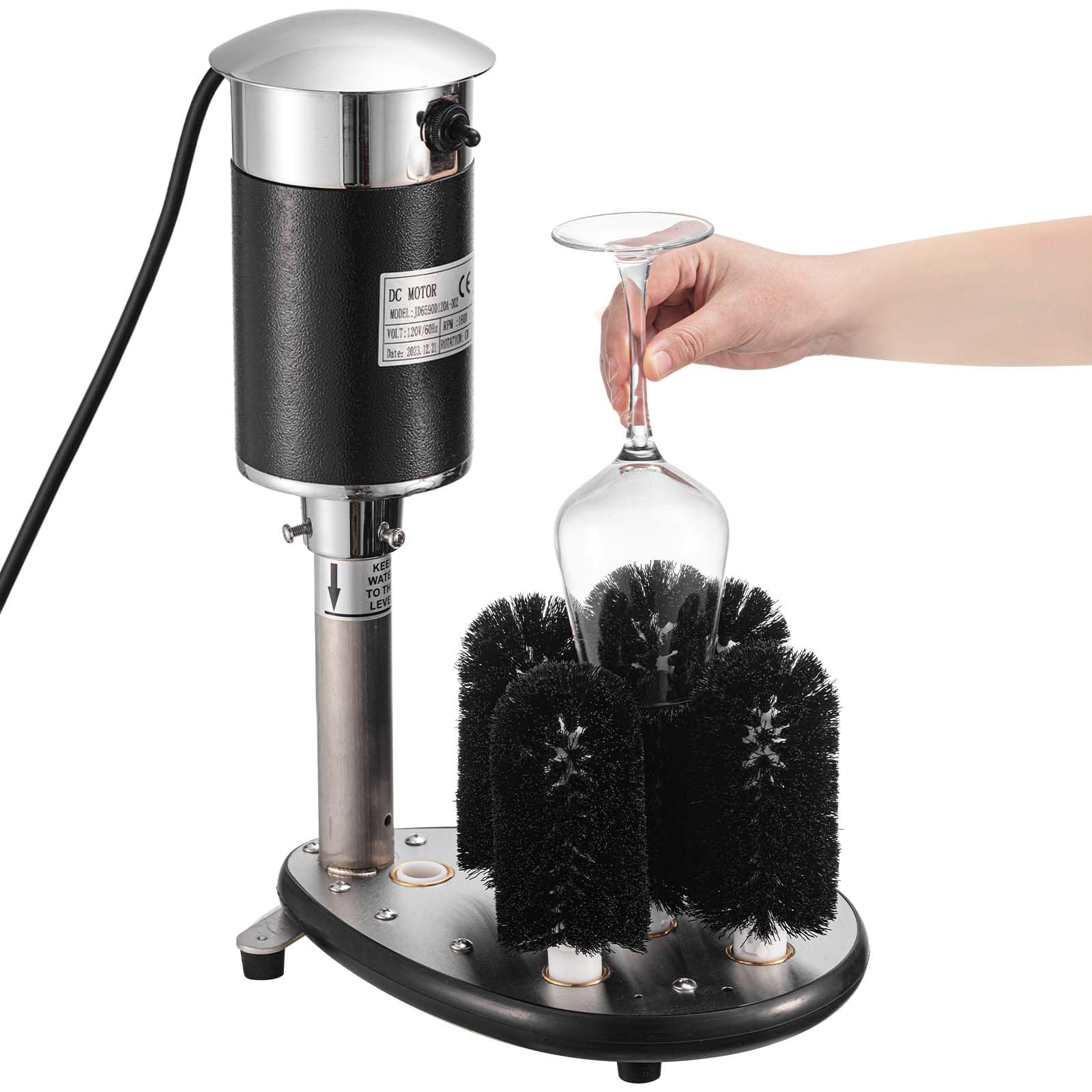 Duraaamo 5-Brush Electric Glass Washer - 1200 Cups/Hour, 1/3HP Commercial Glass Cleaning Machine for Wine Glasses, Beer Mugs & Barware (120-240V) - Perfect for Bars, Restaurants, Cafés & Home Kitchens