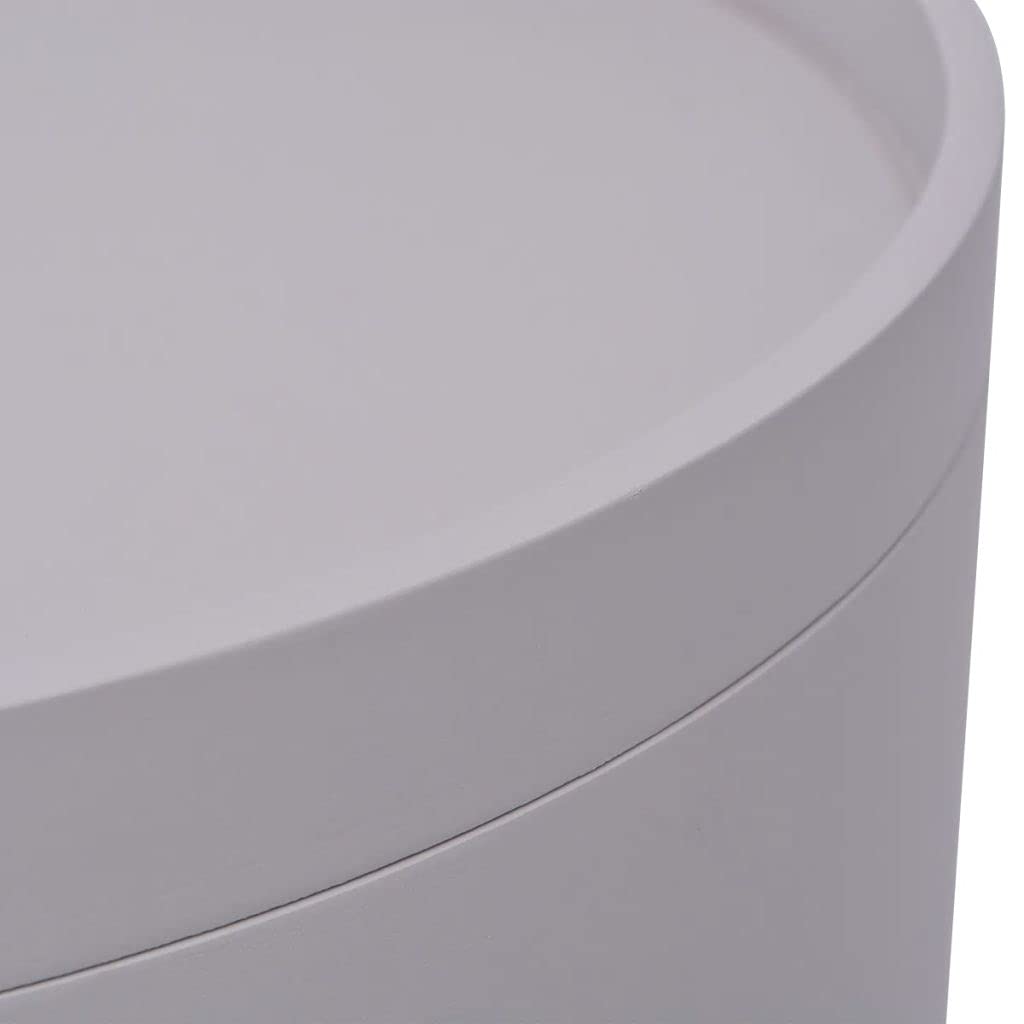Modern Round Side Table with Serving Tray - 15.6