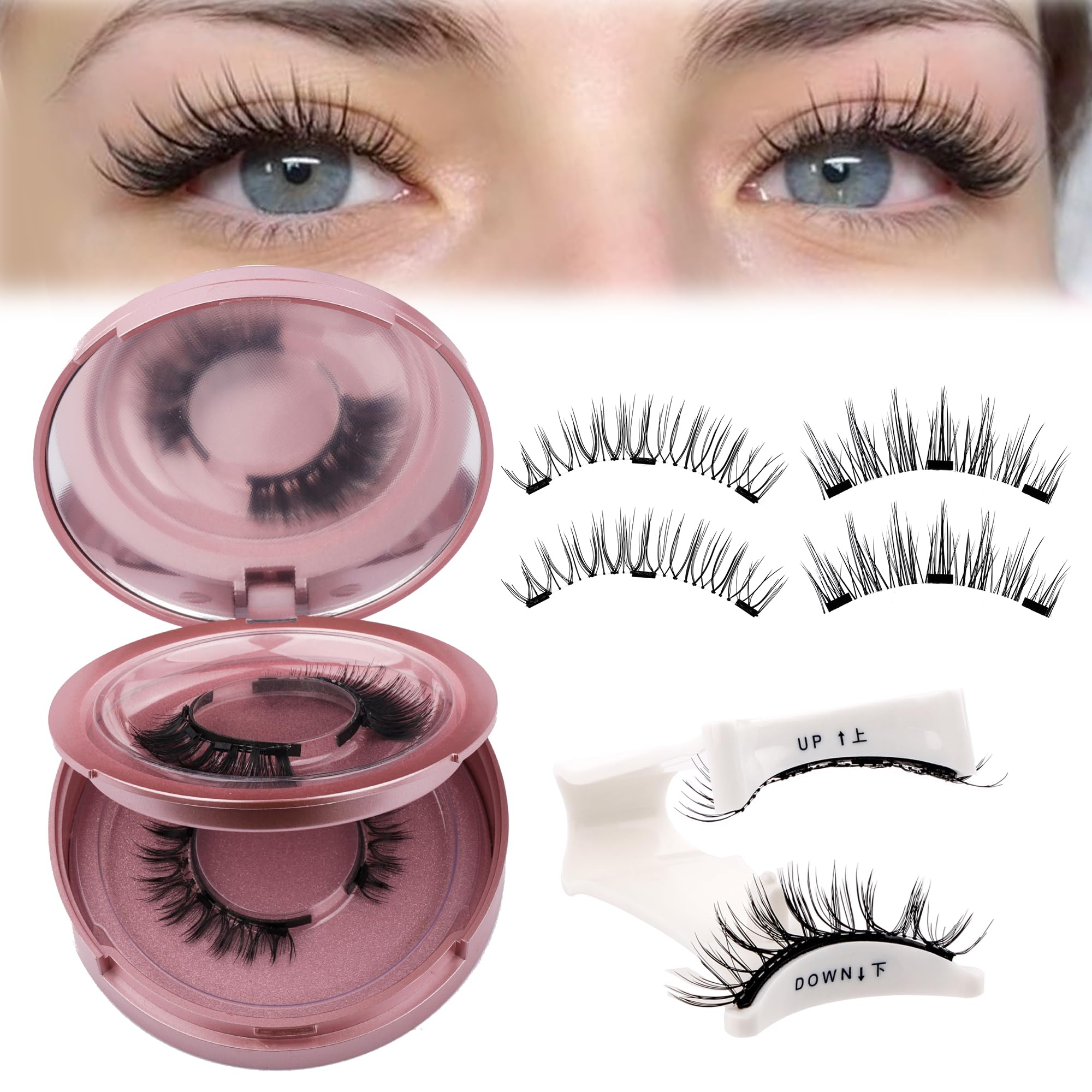GEMERRY Magnetic Eyelashes Kit with Applicator - Reusable Soft False Lashes for Natural Look, No Glue Needed, Easy to Apply & Remove - Perfect for Daily Wear, Parties, Weddings and Special Occasions