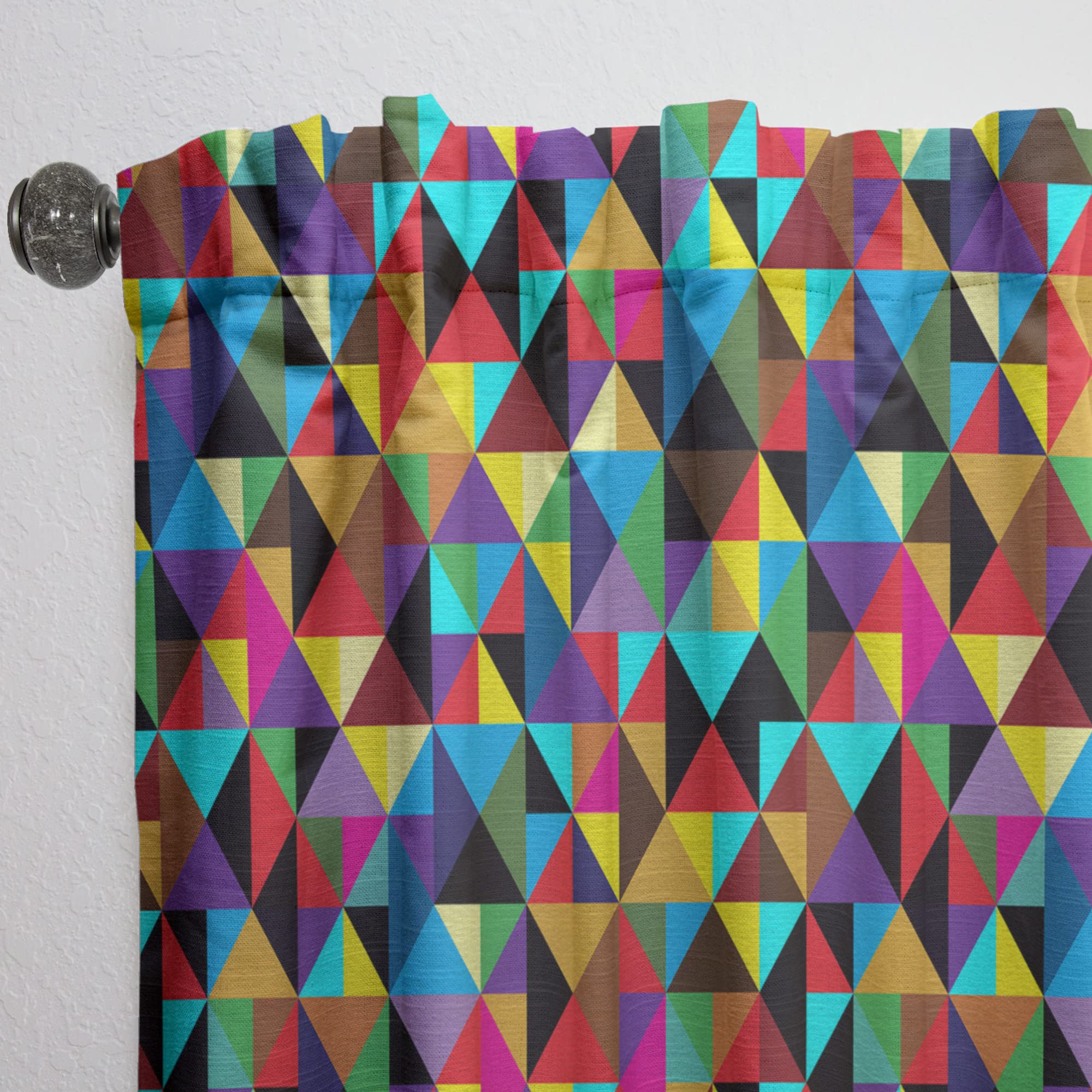 DesignQ Geometric Triangle Pattern Blackout Curtains - Thermal Insulated Single Panel 52x120 Inches for Bedroom & Living Room - Modern Window Drapes for Home Decor, Privacy & Light Blocking