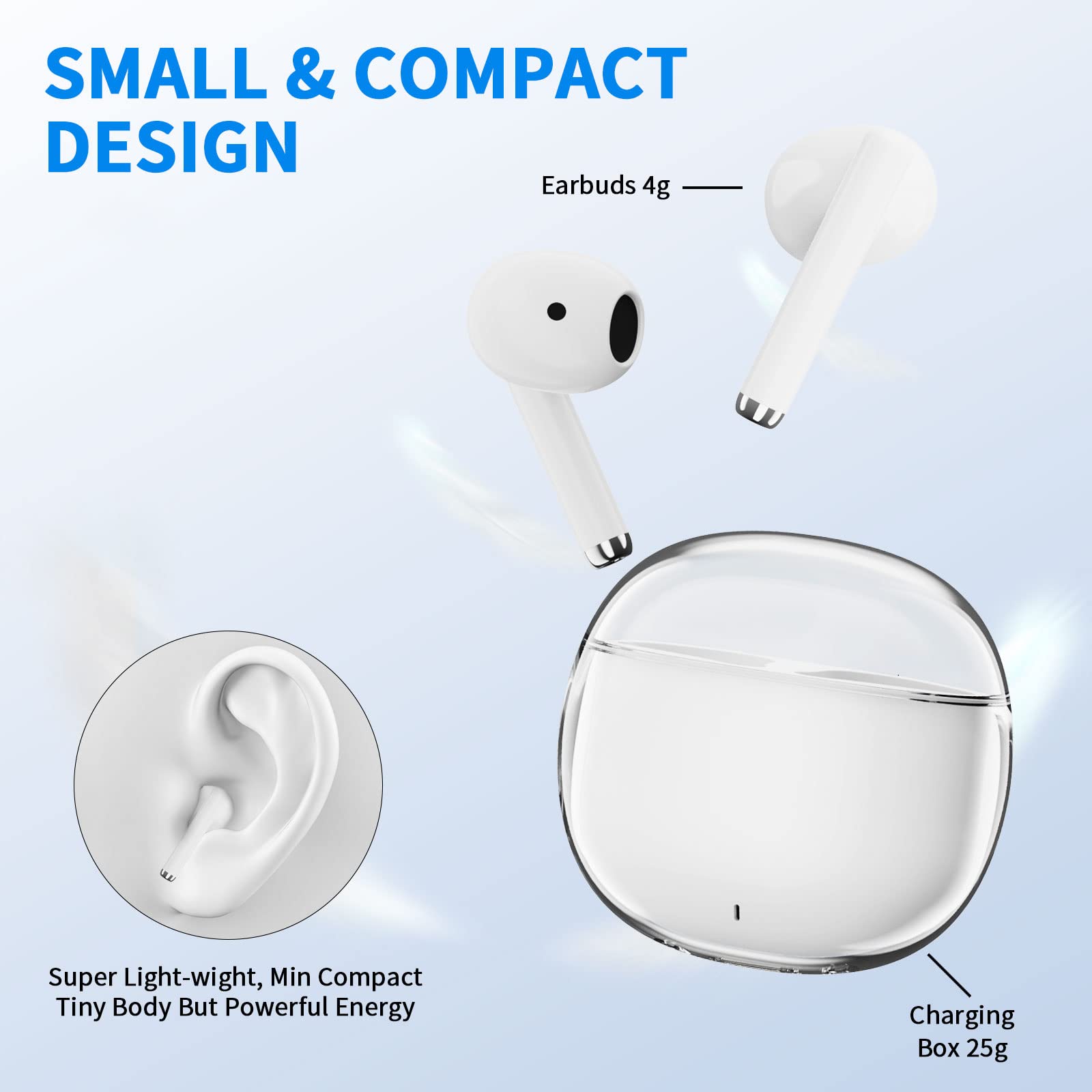 ACAGET Wireless Bluetooth Earbuds with Earhooks - Touch Control Sports Earphones with Built-in Mic for Samsung Galaxy S24/S23/S22 & iPhone 16/15/14/13 Series - Perfect for Running, Gym Workouts and Outdoor Activities