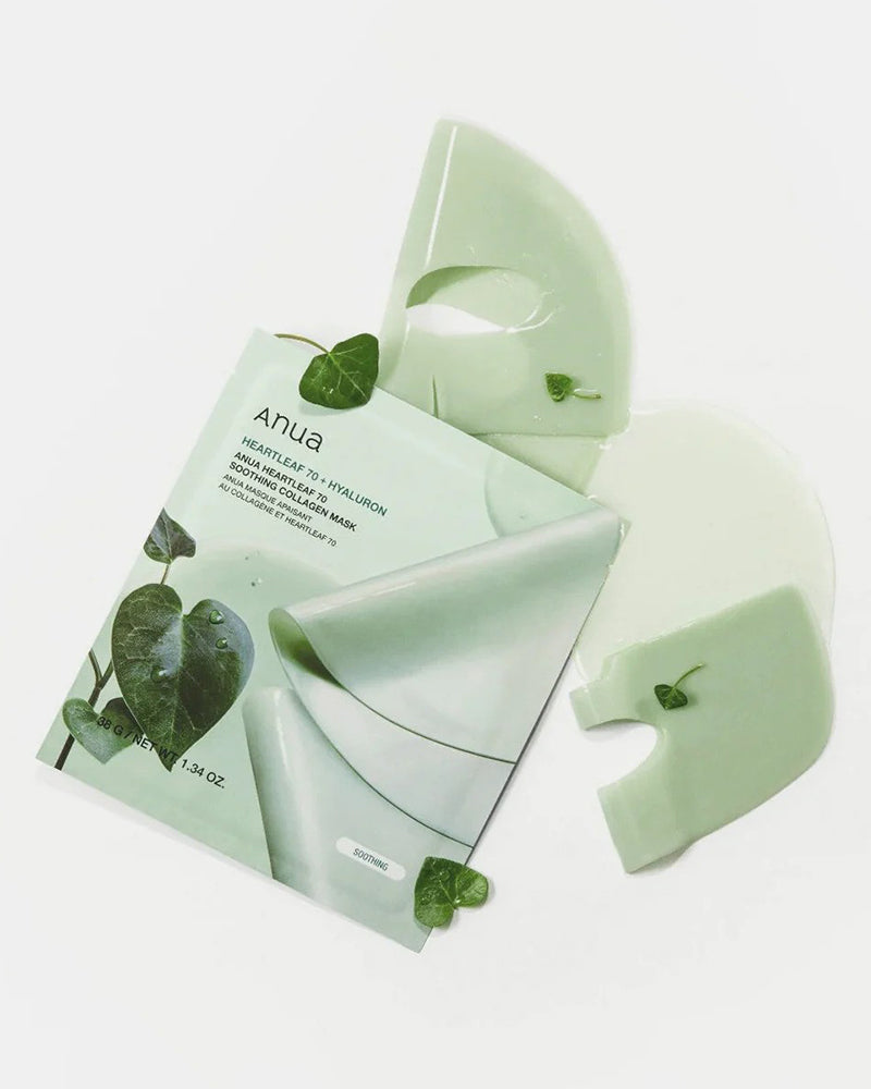 Anua Heartleaf 70+ Hyaluron Soothing Collagen Face Mask for Hydration & Calming - Korean Skincare for Sensitive Skin, Perfect for Post-Workout & Travel Skincare Routine