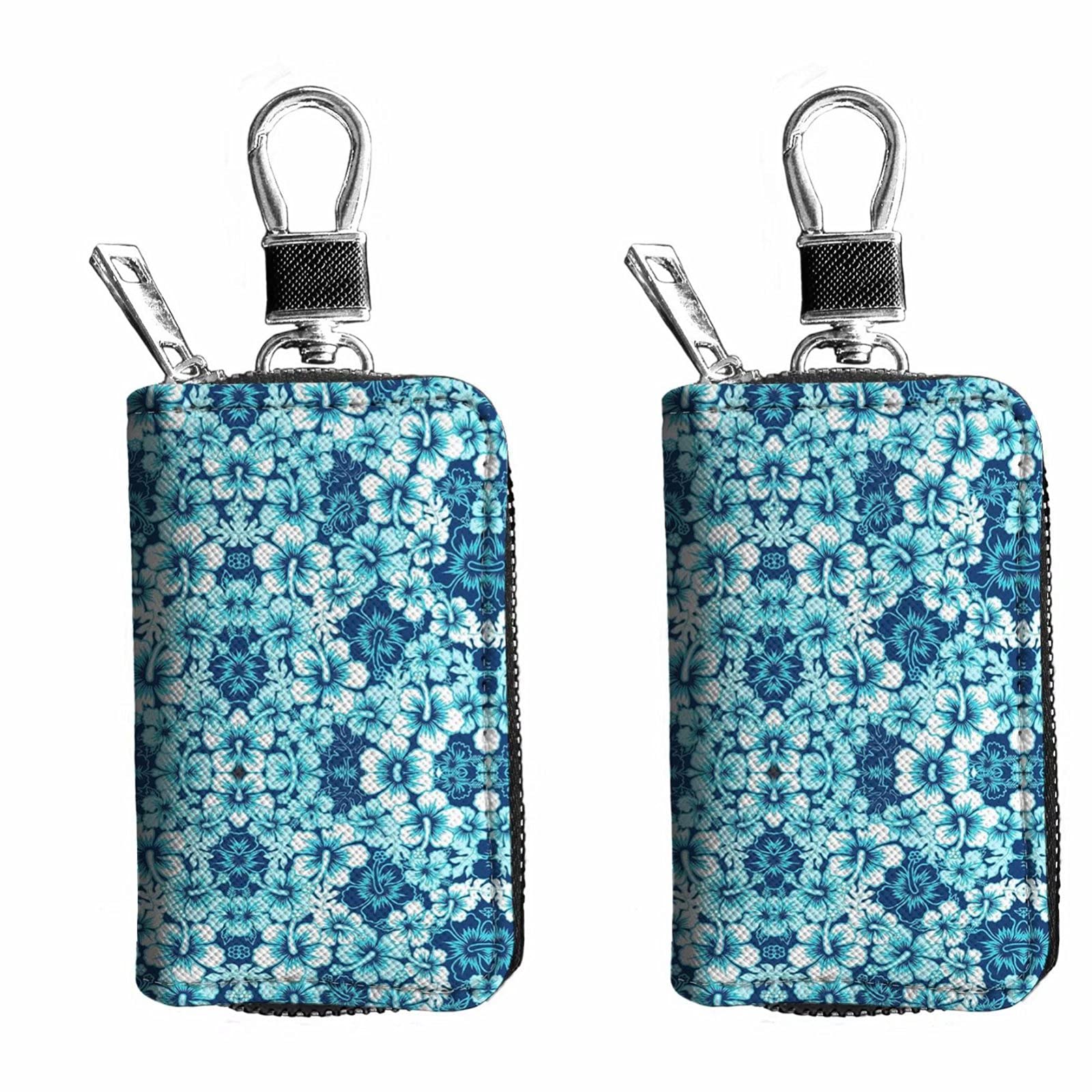 Dolyues 2 Pack Pineapple Print Leather Key Holder - Waterproof Car Key Case with Zipper for Women & Men - Perfect for Key Organization, Travel, and Everyday Use