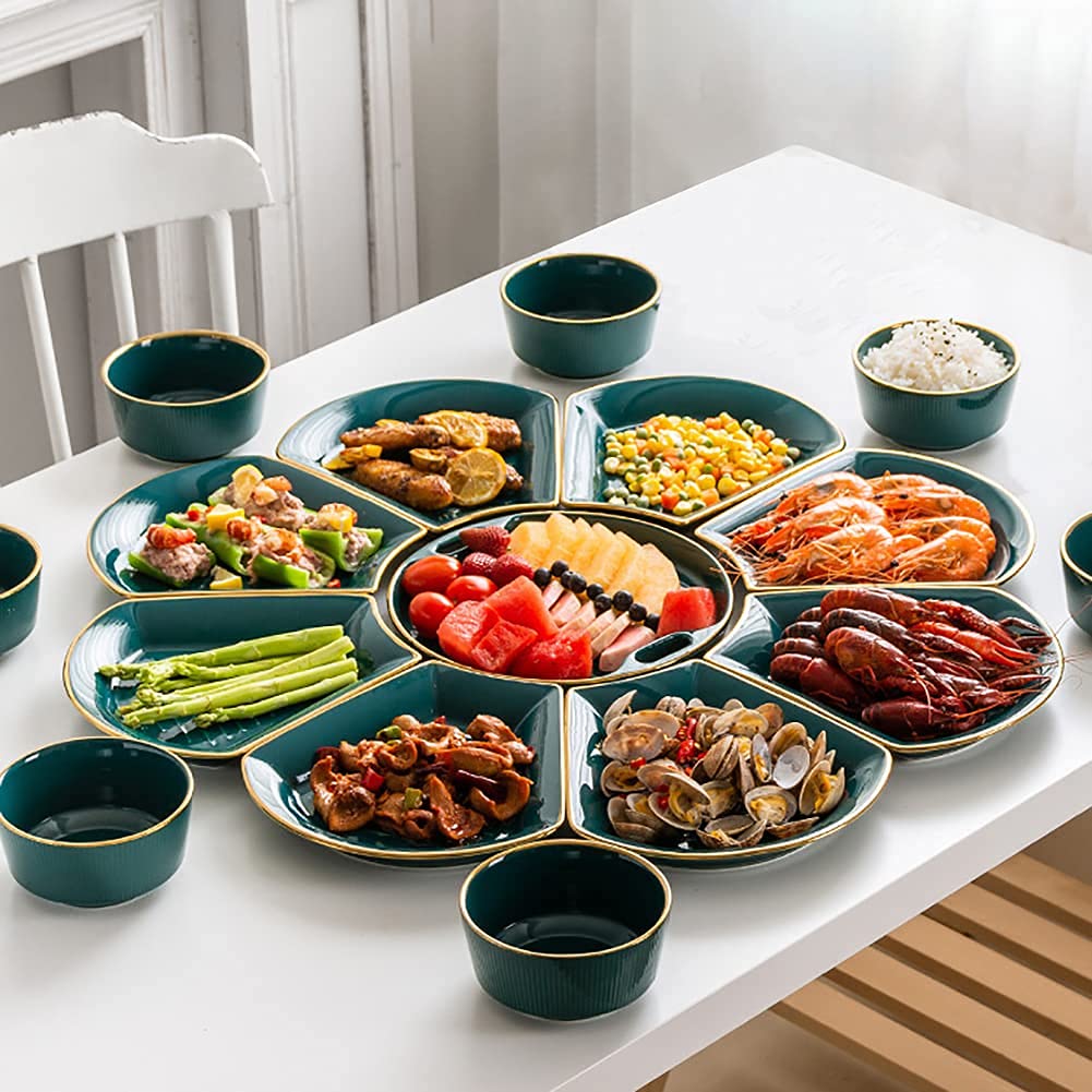 Premium 17-Piece Porcelain Dinnerware Set - Bowls, Plates & Serving Platter for 8 | Elegant Ceramic Divided Serving Dishes for Parties, Weddings & Housewarming Gifts | Perfect for Holiday Dinners, Family Gatherings & Special Occasions