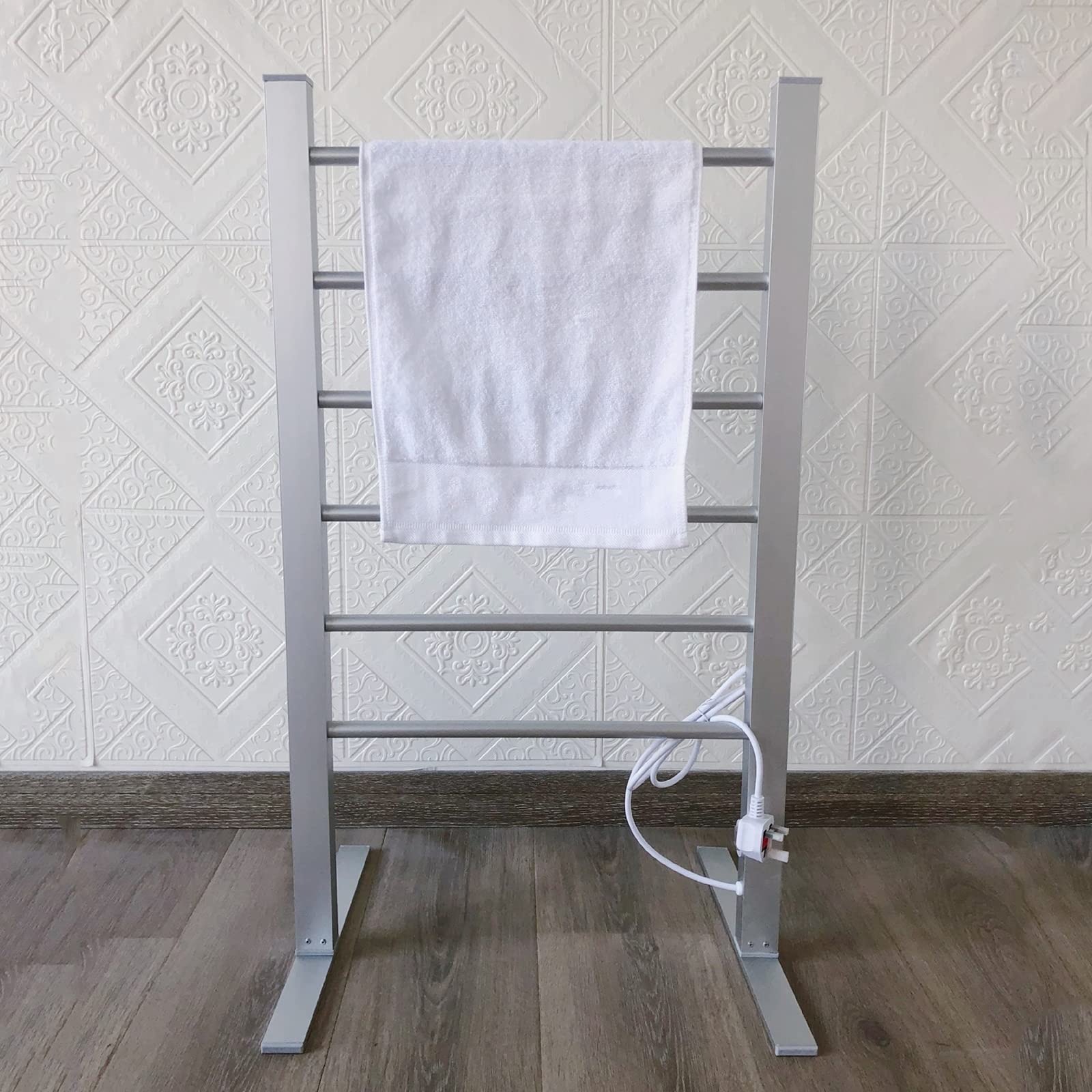 Portable Electric Heated Towel Rack - 6 Bar 100W Freestanding Bathroom Towel Warmer & Drying Rack, 520x390x900mm Aluminum Alloy Heated Towel Rail Radiator - Perfect for Spa, Luxury Bathroom & Cold Weather Comfort