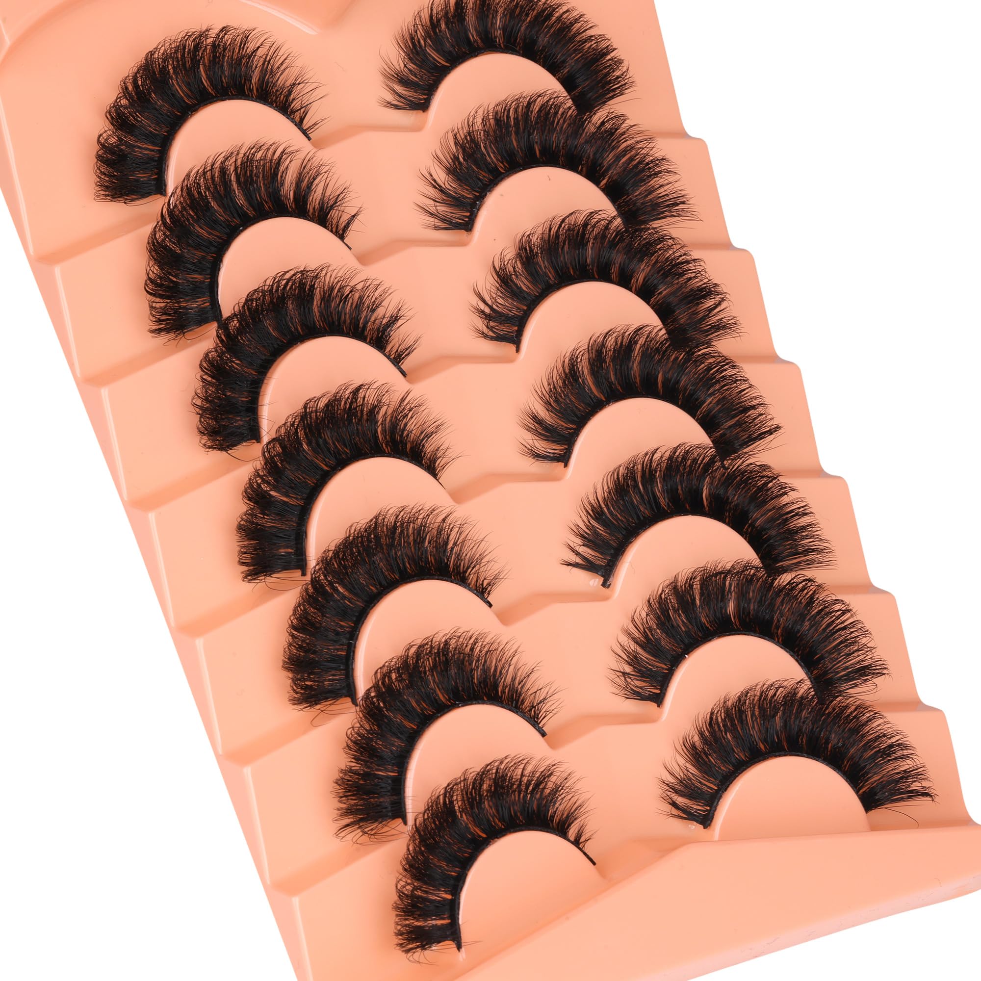 **Boahankuke 7 Pairs False Eyelashes - Fluffy Mink Lashes, 200D Wispy Thick Russian Strip Lashes, D Curl Dramatic Cat Eye Volume Lash Strips for Long Full Lashes | Perfect for Parties, Weddings, and Night Out Makeup**
