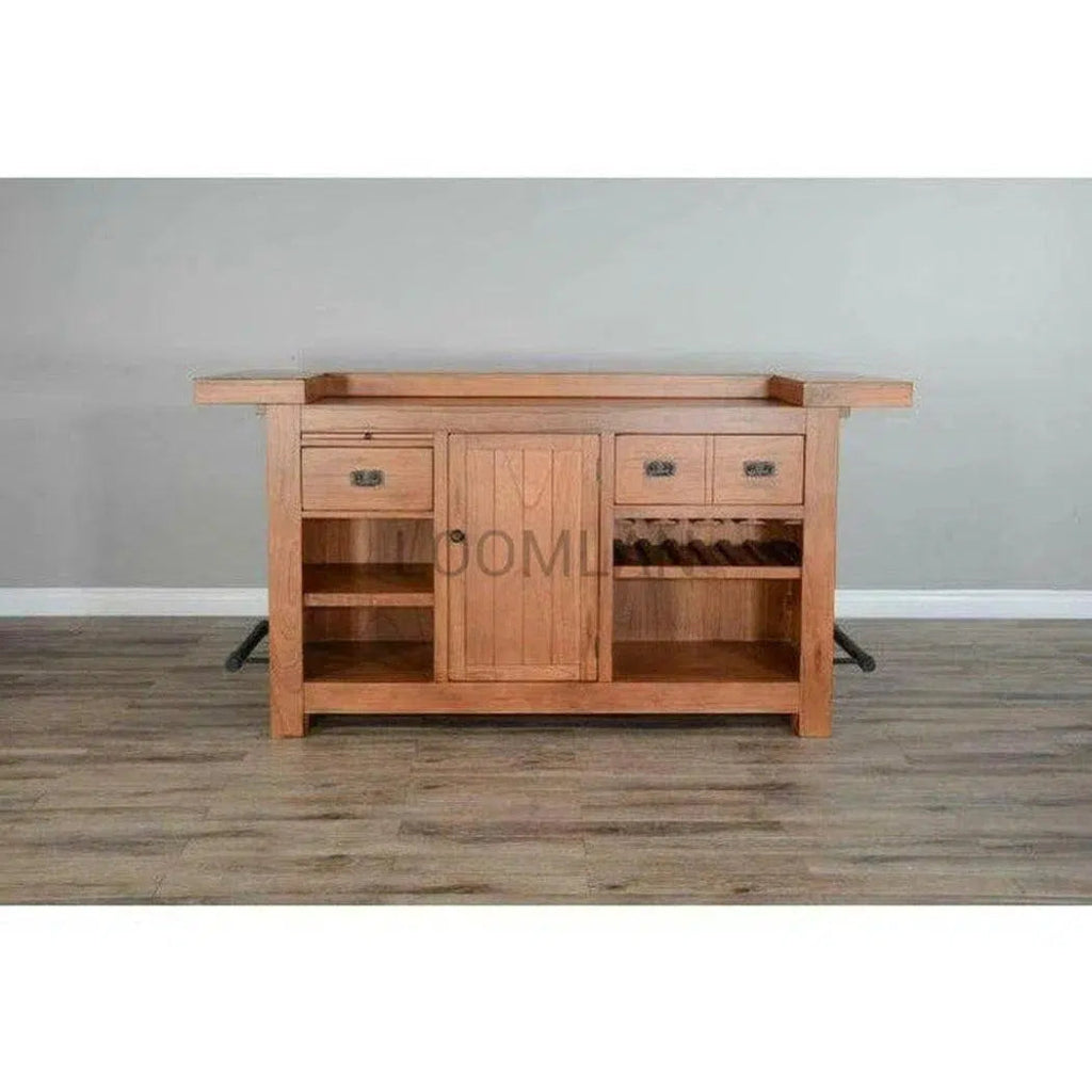 80-Inch Rustic Wood Game Room Bar Island with Storage - Perfect for Basement, Man Cave, or Entertainment Area