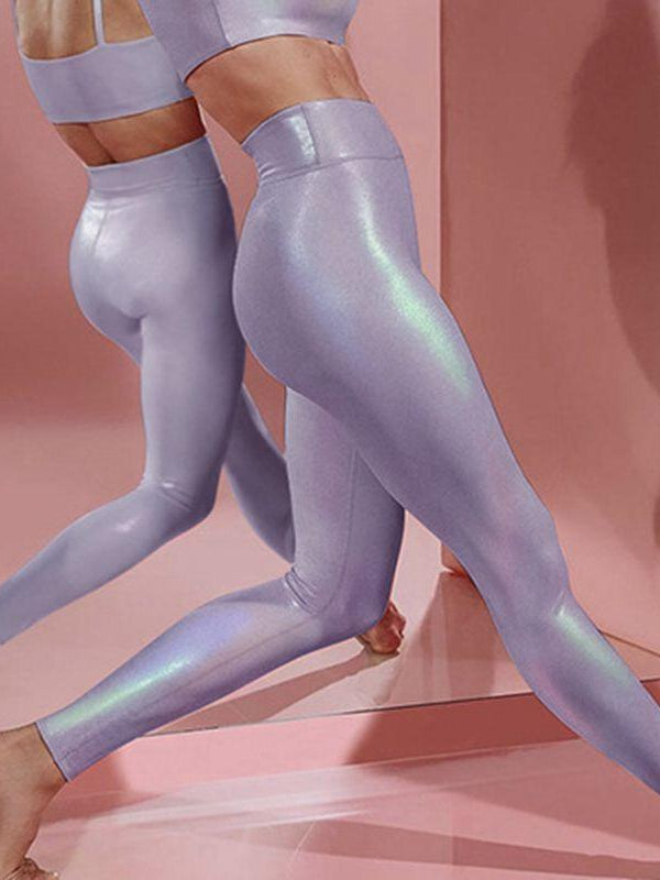 ZASWUA Women's High Waist Shiny Yoga Pants - Tummy Control Workout Leggings for Running, Gym & Fitness - Perfect for Yoga, Pilates & Lounge Wear