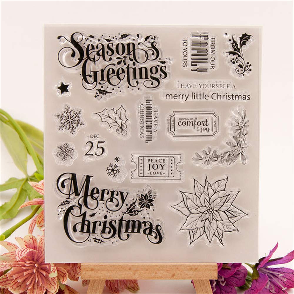 Christmas Clear Stamps for Card Making & Scrapbooking - Snowflake Berry Branch Silicone Stamps for DIY Journals, Greeting Cards & Holiday Decorations | Perfect for Holiday Crafting, Gift Wrapping & Winter-themed Projects