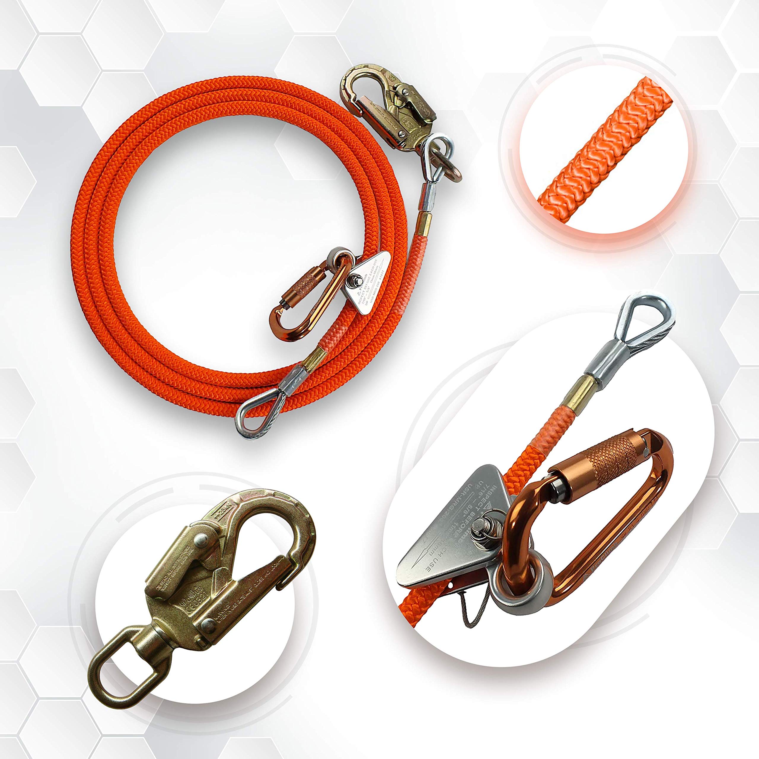 Steel Core Flip Line Kit for Tree Climbing - 5/8 in x 12 ft Adjustable Arborist Lanyard | USA Made, Low Stretch & Cut Resistant | Perfect for Professional Tree Work, Logging & Outdoor Climbing Safety