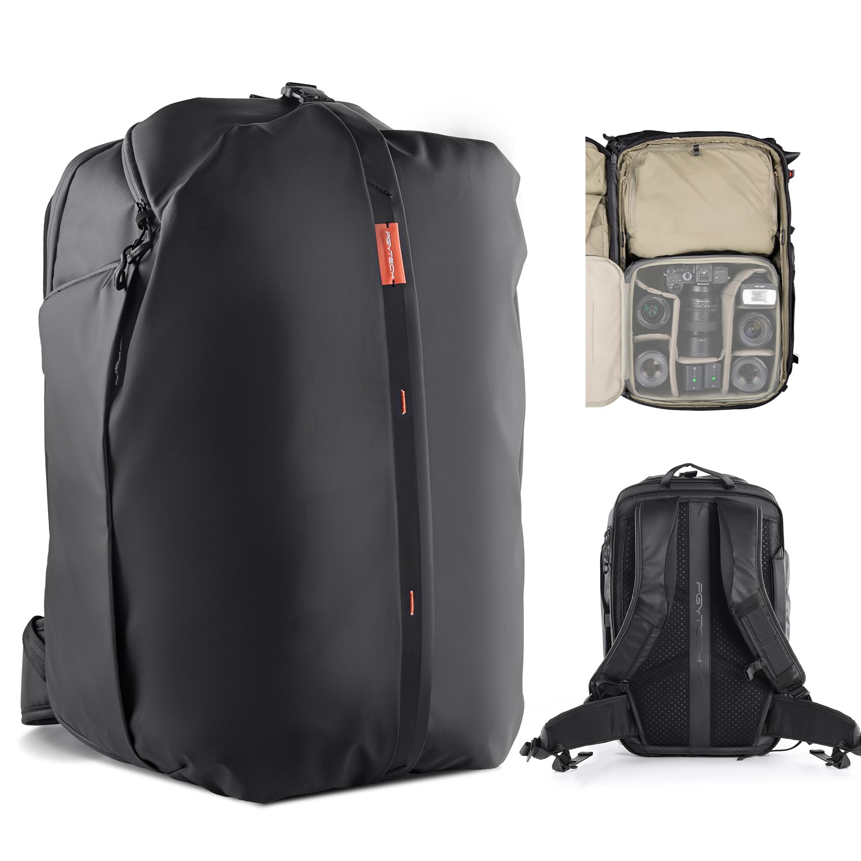 PGYTECH OneMo 35L Travel Backpack - Waterproof Camera Backpack for Photographers & Travelers - DSLR Hiking Backpack Compatible with Canon, Nikon, Sony & DJI Drones - Laptop Compartment Fits 16