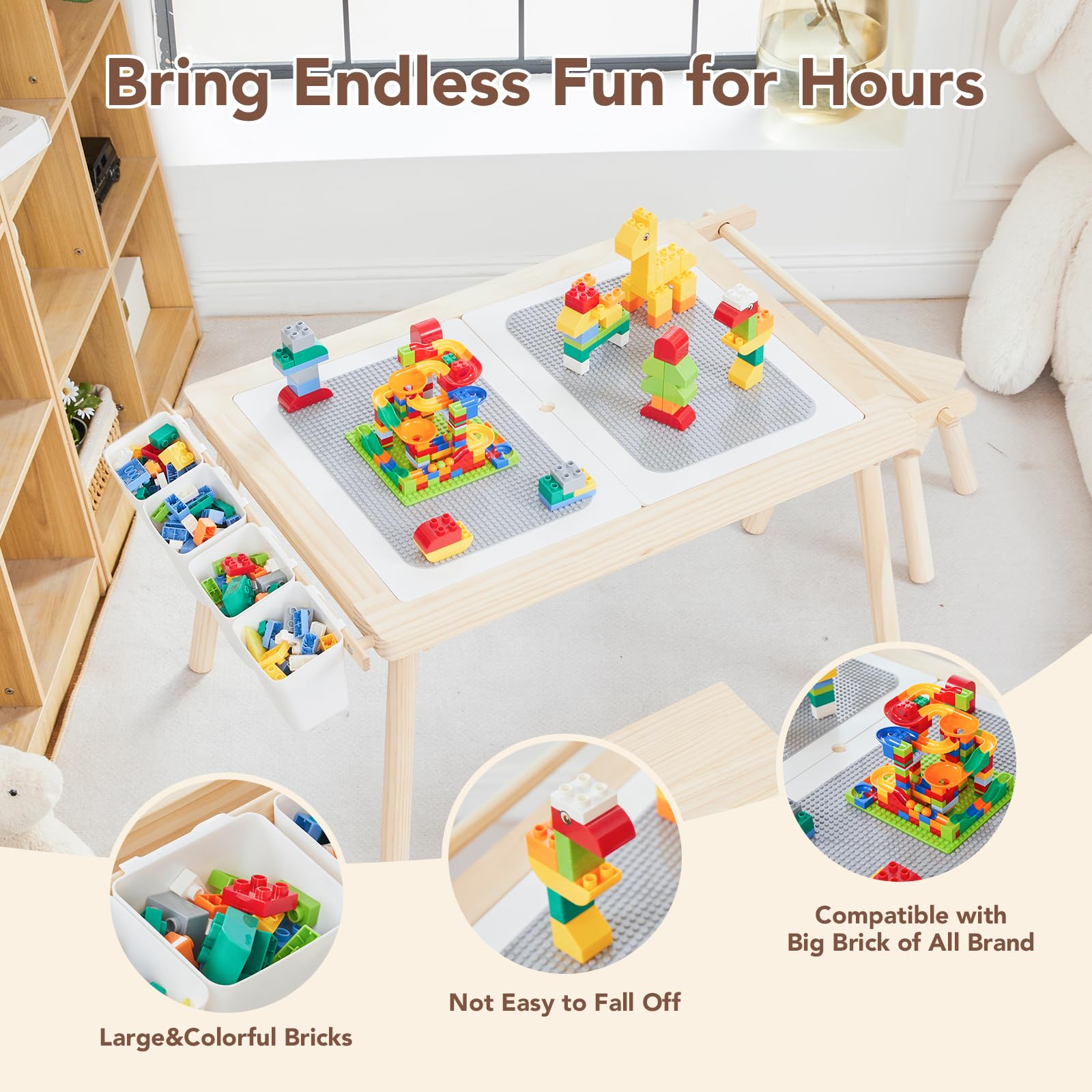 **5-in-1 Kids Sensory Table & Chair Set - Wooden Sand & Water Play Table for Building Blocks, Learning, Dining & Storage - Perfect Gift for Boys & Girls - Ideal for Indoor & Outdoor Playtime**