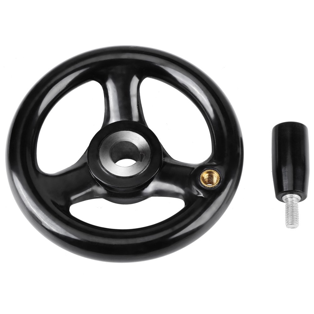 3 Spoke Hand Wheel 12x100mm Black Round Lathe & Milling Machine Replacement Part - Perfect for Precision Machining, Metalworking & DIY Projects