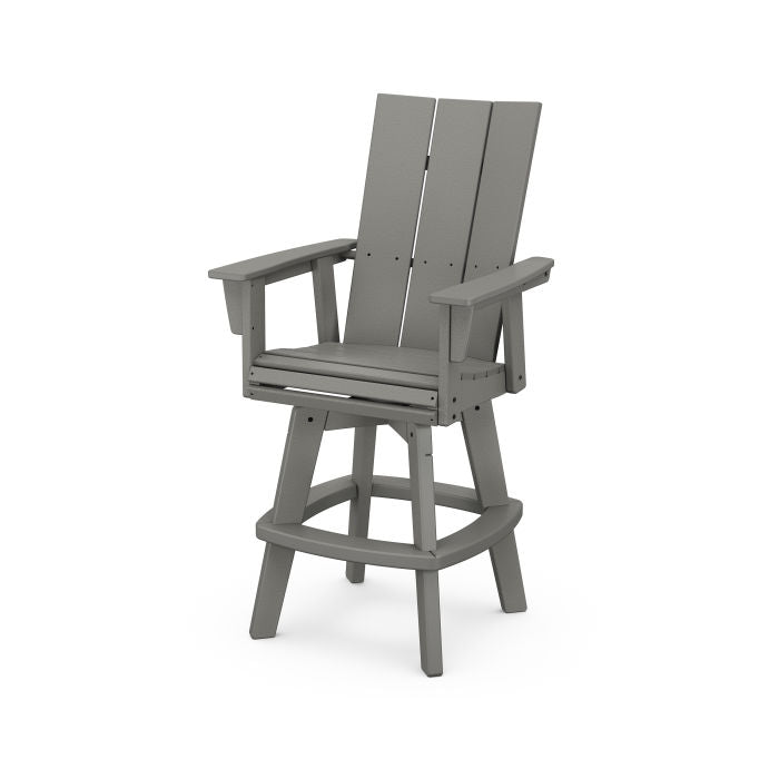 POLYWOOD Modern Curveback Adirondack Swivel Bar Chair - Outdoor Patio Furniture for Deck, Poolside & Garden Relaxation
