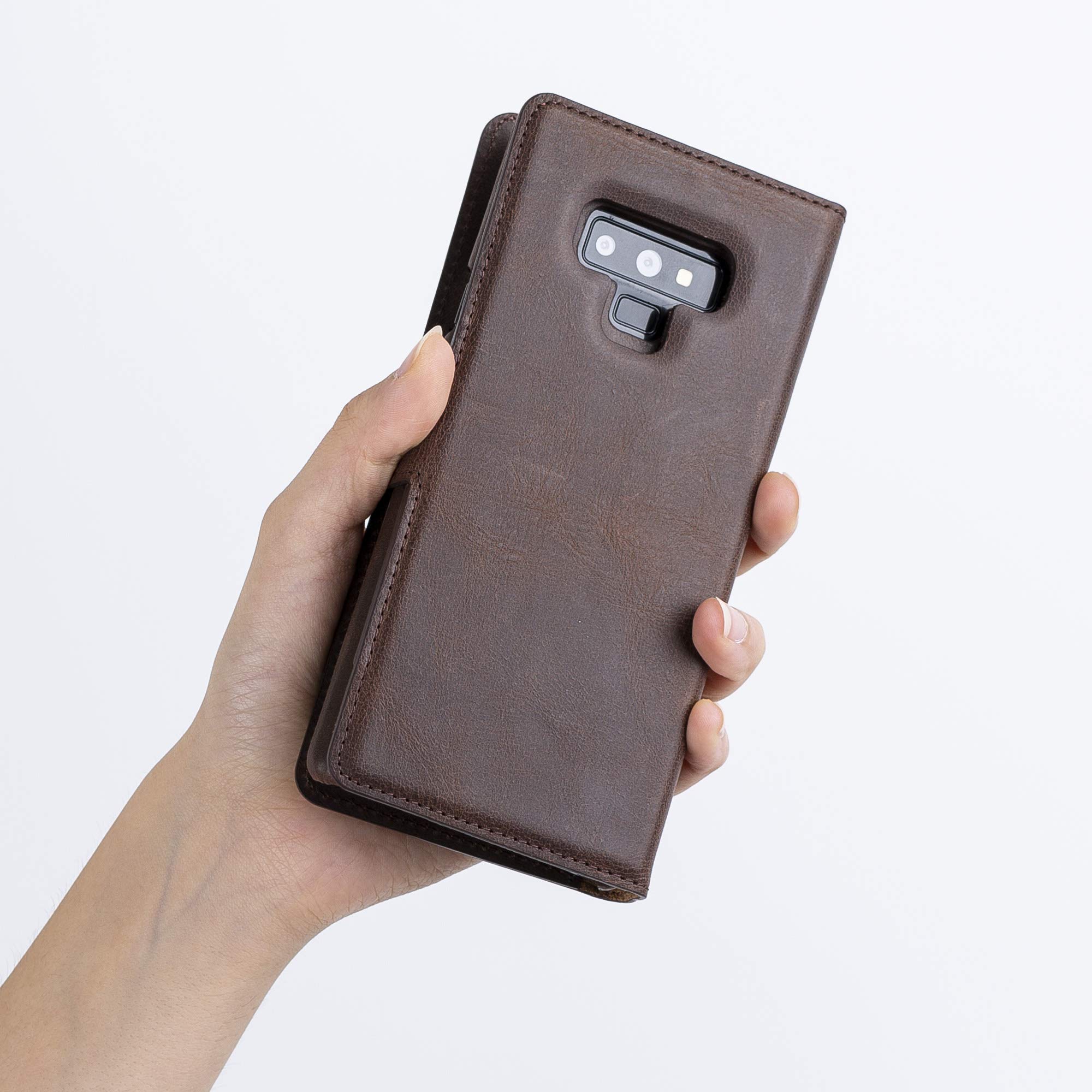 **Venito Florence Genuine Leather Wallet Phone Case for Samsung Galaxy Note 9 – RFID Blocking & Detachable Design – Coffee Brown – Perfect for Travel, Work & Everyday Use**