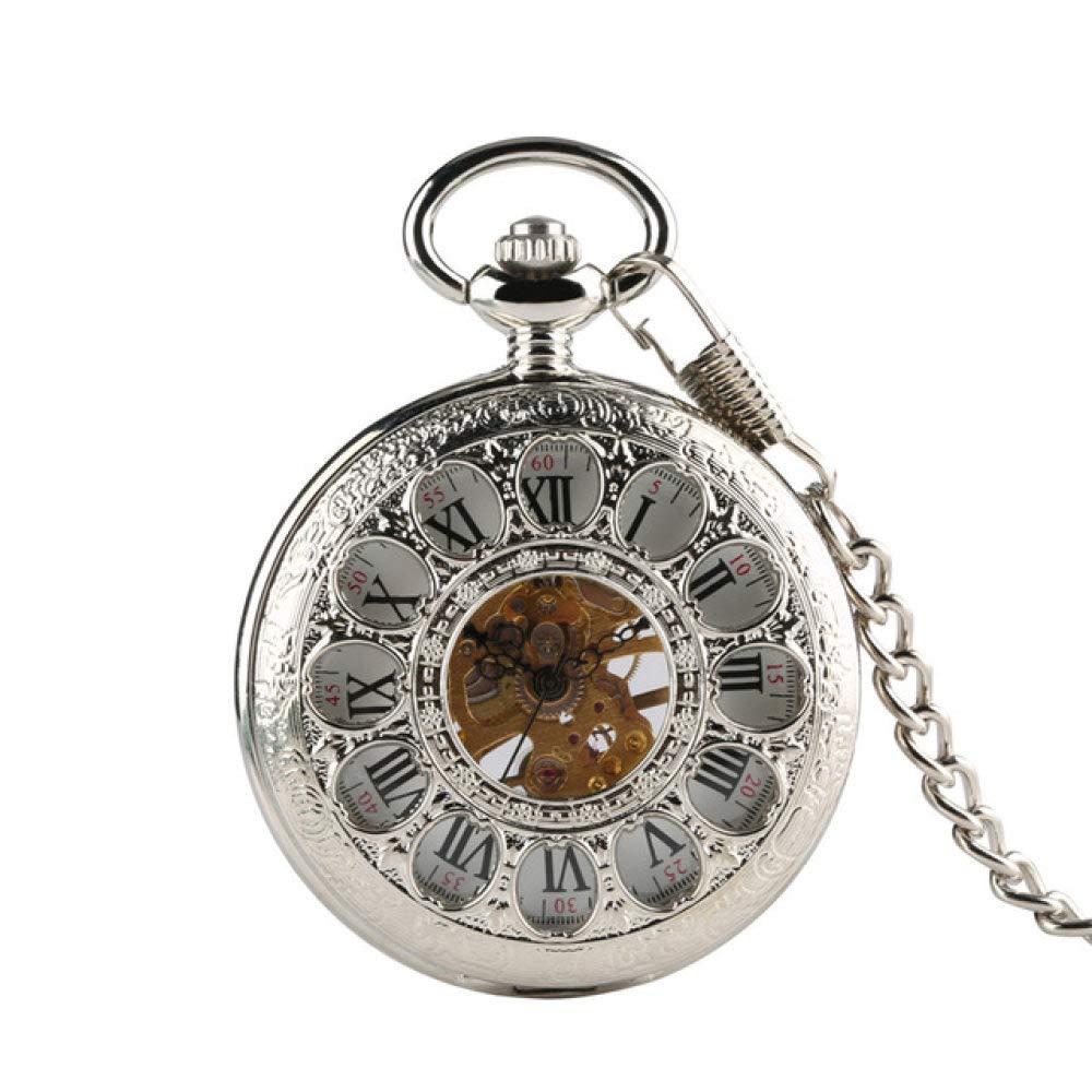 Vintage Mechanical Pocket Watch for Men & Women - Roman Numerals, Silver/Gold Half Hunter Design - Perfect Gift for Him & Her - Ideal for Weddings, Proms, and Formal Events