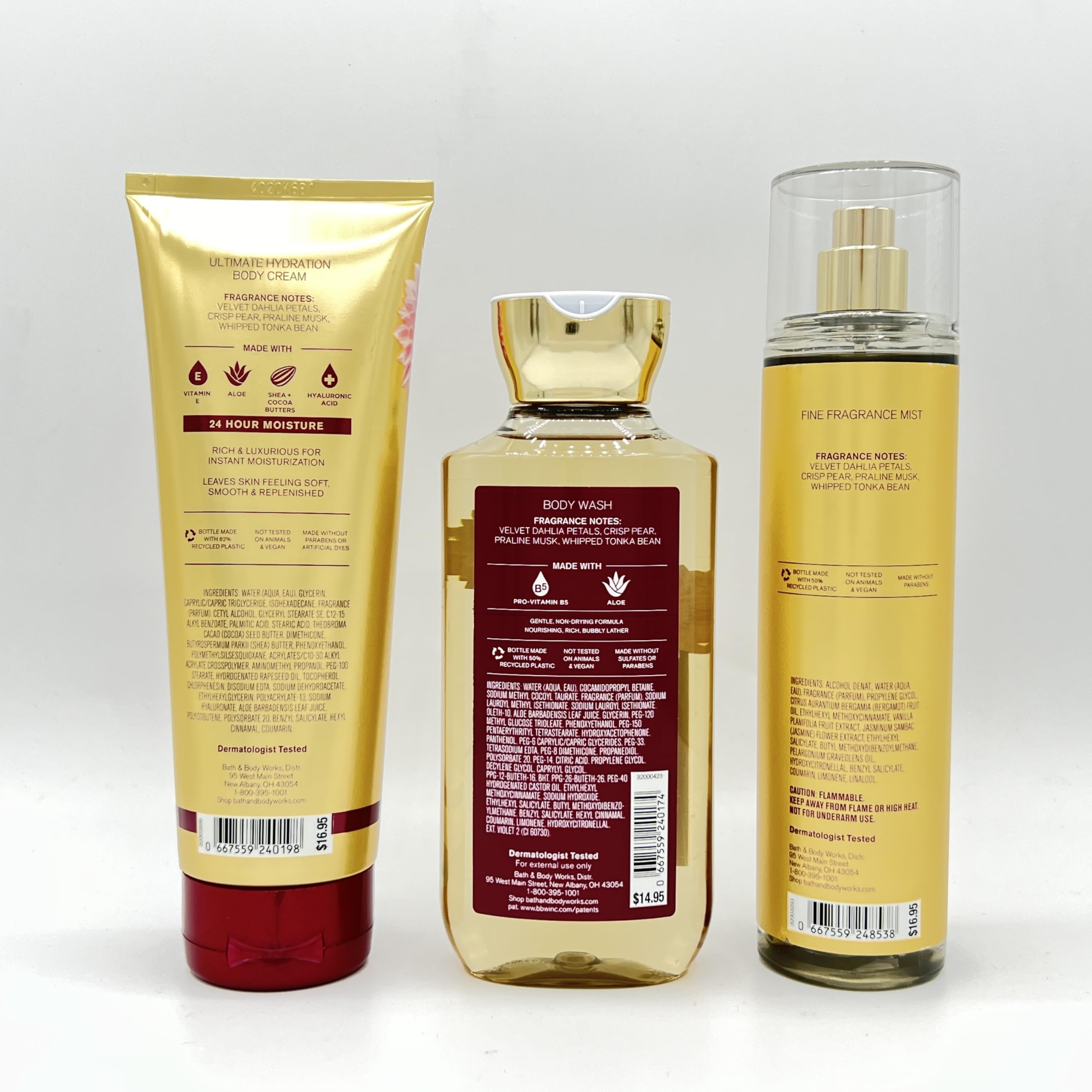 Dahlia Bath & Body Gift Set - 3 Piece Moisturizing Bundle with Hydrating Body Cream, Refreshing Shower Gel & Luxe Fragrance Mist | Perfect for Self-Care, Spa Day & Thoughtful Gifts
