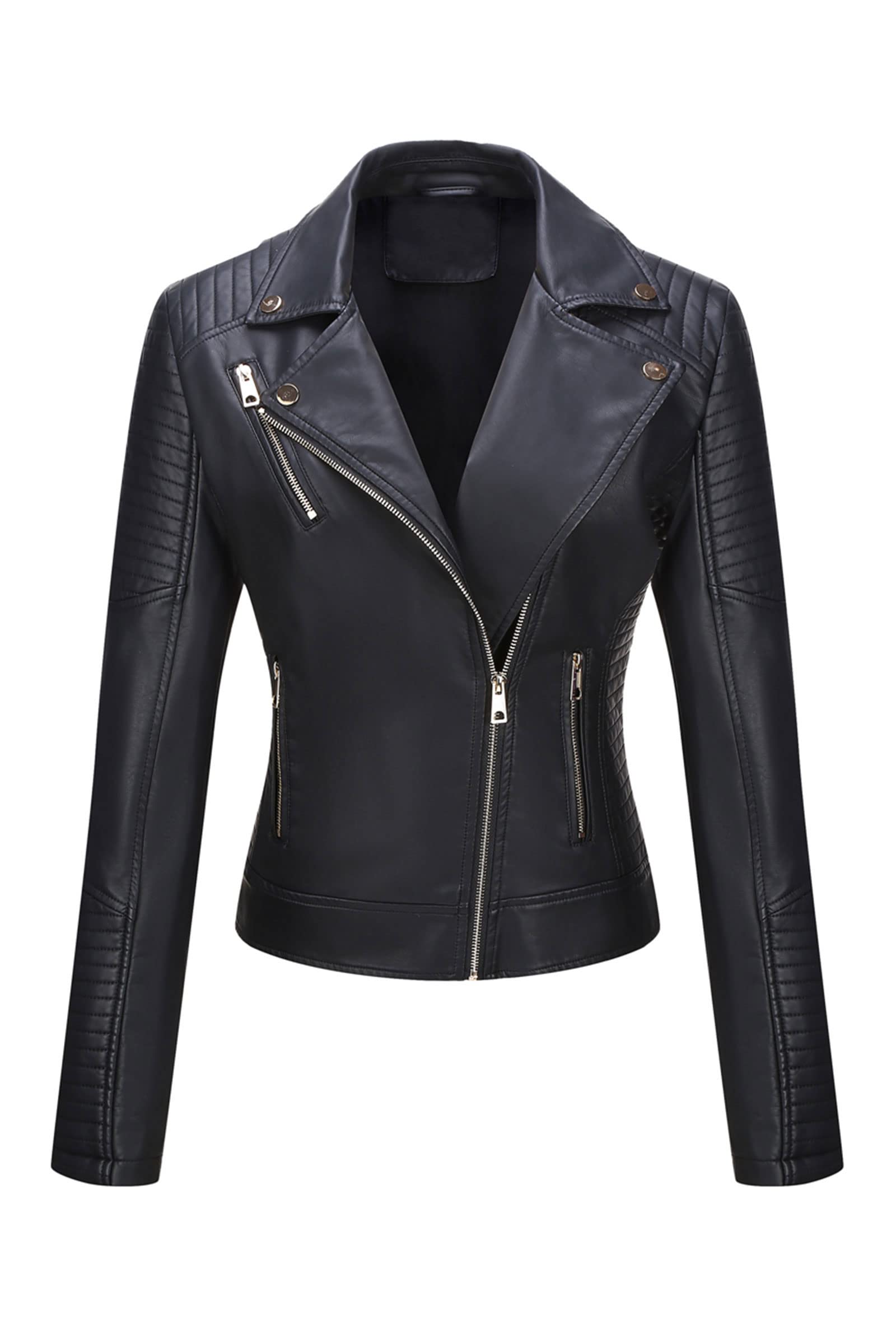 Bellivera Women's Faux Leather Jacket - Lightweight Motorcycle Coat | Trendy Spring 2025 Fashion | Perfect for Casual Outings, Biker Looks & Everyday Wear