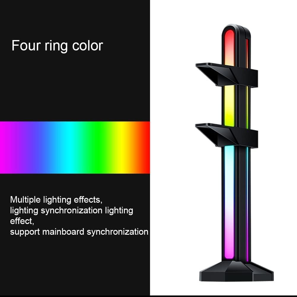 5V RGB LED Magnetic Headphone Stand - Vertical GPU Support Bracket with Adjustable Height for Gaming Headsets | Perfect for PC Gaming Setup & Desk Organization