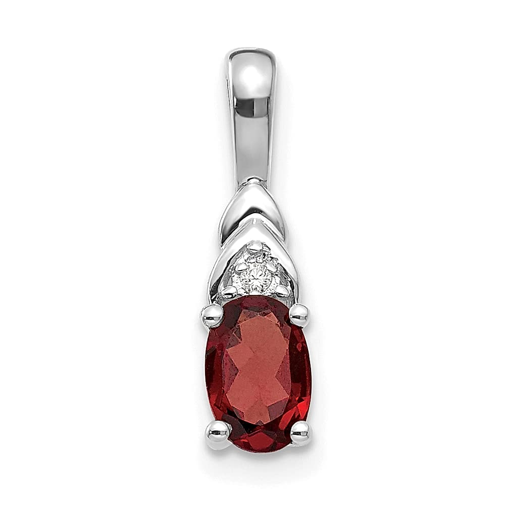 14K White Gold Red Garnet Diamond Pendant Necklace - January Birthstone Jewelry for Women | Elegant Gift for Her, Perfect for Anniversaries, Valentine's Day & Special Occasions