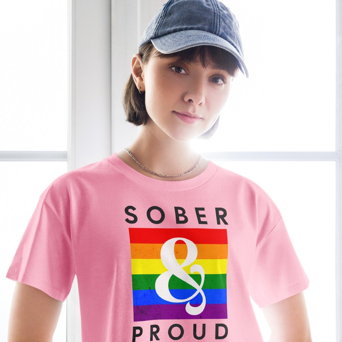 Women's Sober & Proud Rainbow Crop Top - Stylish Summer Casual Shirt for Pride Events, Beach Outings & Music Festivals