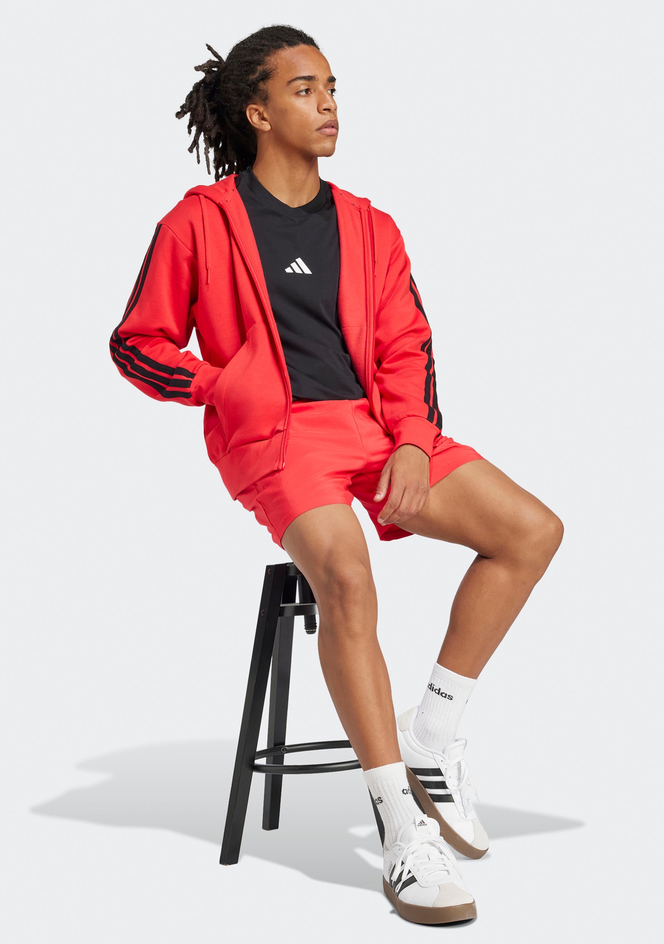 Adidas Men's Essentials 3-Stripes Fleece Full-Zip Hoodie - Warm & Comfortable Athletic Pullover for Casual Wear, Gym, and Outdoor Activities