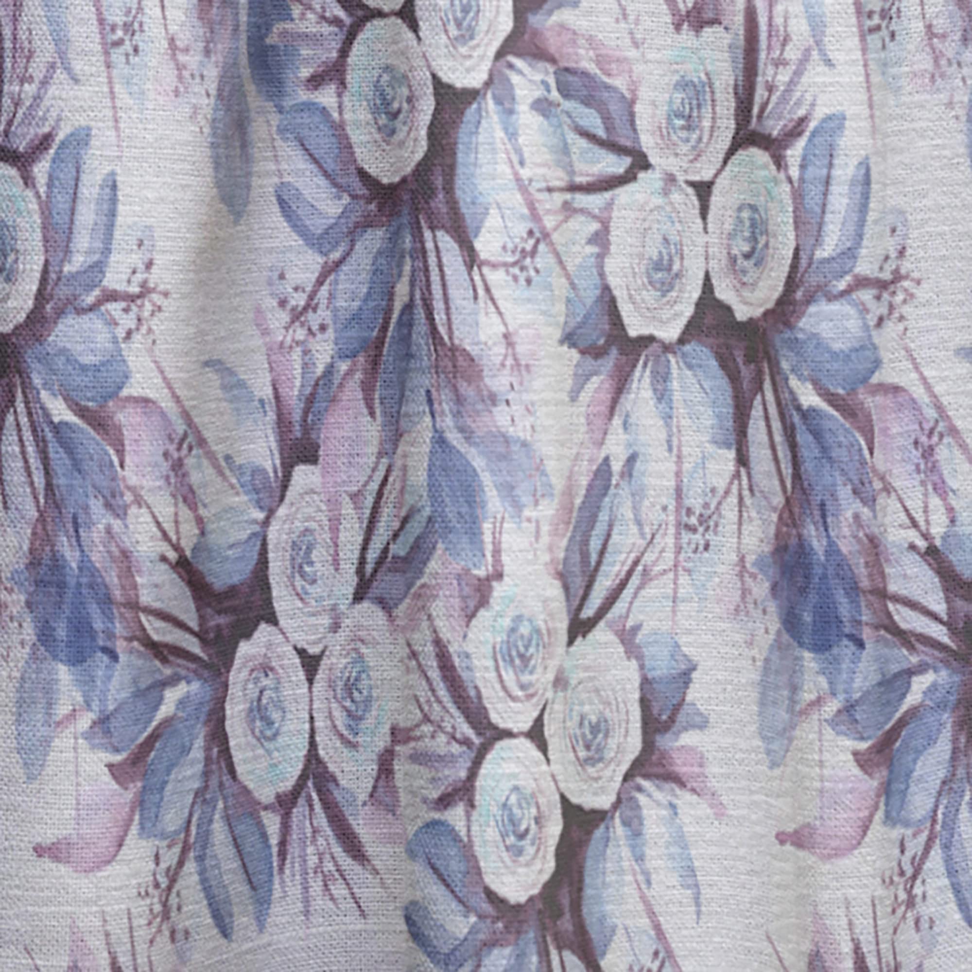 DesignQ Floral Pattern Curtains in Purple & Blue - Thermal Insulated Single Panel (52x120 Inches) - Elegant Window Drapes for Bedroom & Living Room - Perfect for Home Decor & Light Blocking