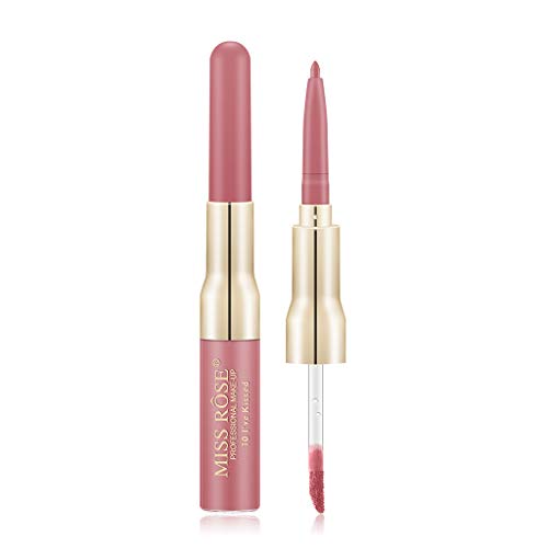 MarryLee 2-in-1 Double Head Lip Liner & Liquid Lipstick Set - Matte Waterproof Long Lasting Lip Gloss with Smooth Lipliner Pen - Perfect for Everyday Makeup, Parties, and Special Occasions - Ideal Gift for Women