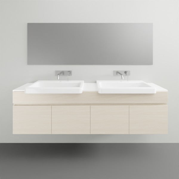 ADP Glacier Lite Semi-Recessed All-Door Slim Vanity with Solid Surface Top - Modern Bathroom Sink Cabinet for Small Spaces, Perfect for Apartments & Powder Rooms