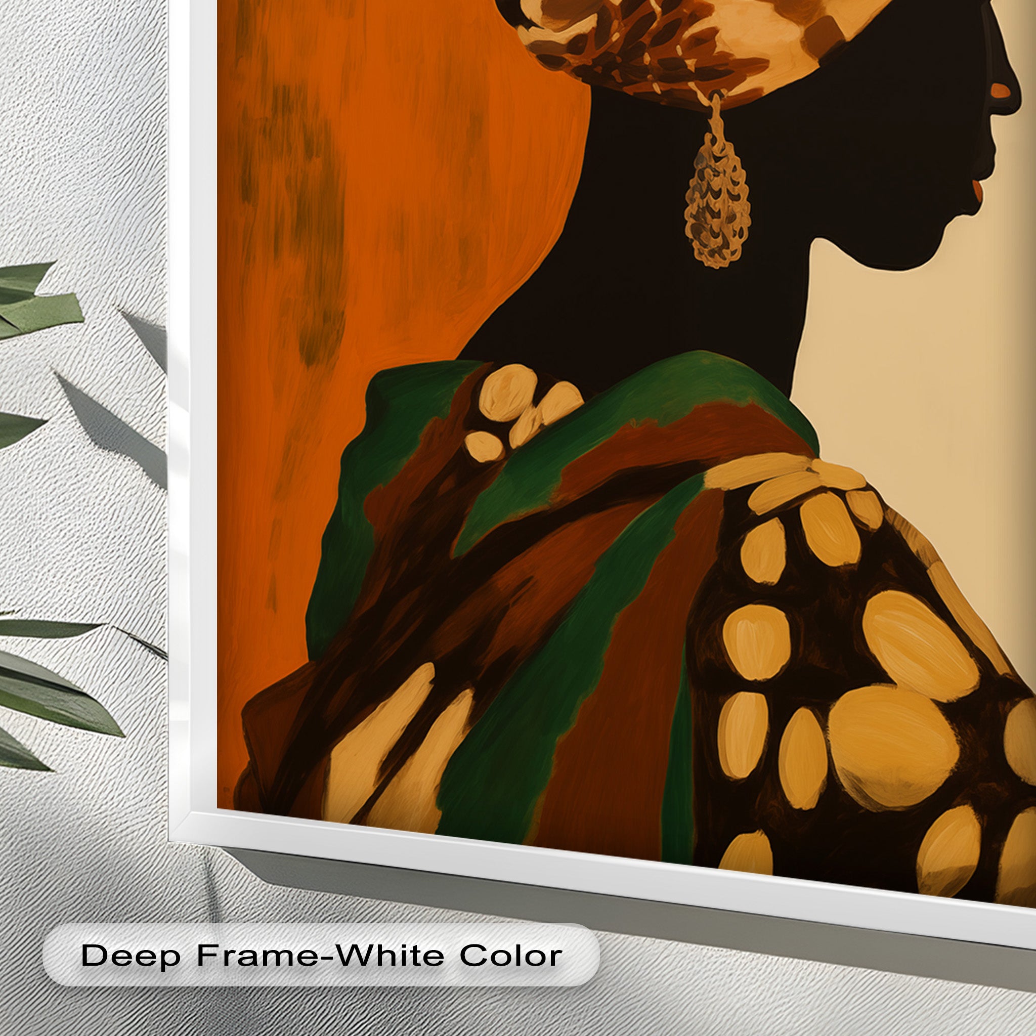 African Woman Portrait Art - Hand-Painted Framed Oil Painting for Home & Office Decor | Wall Art for Living Room, Bedroom, or Office