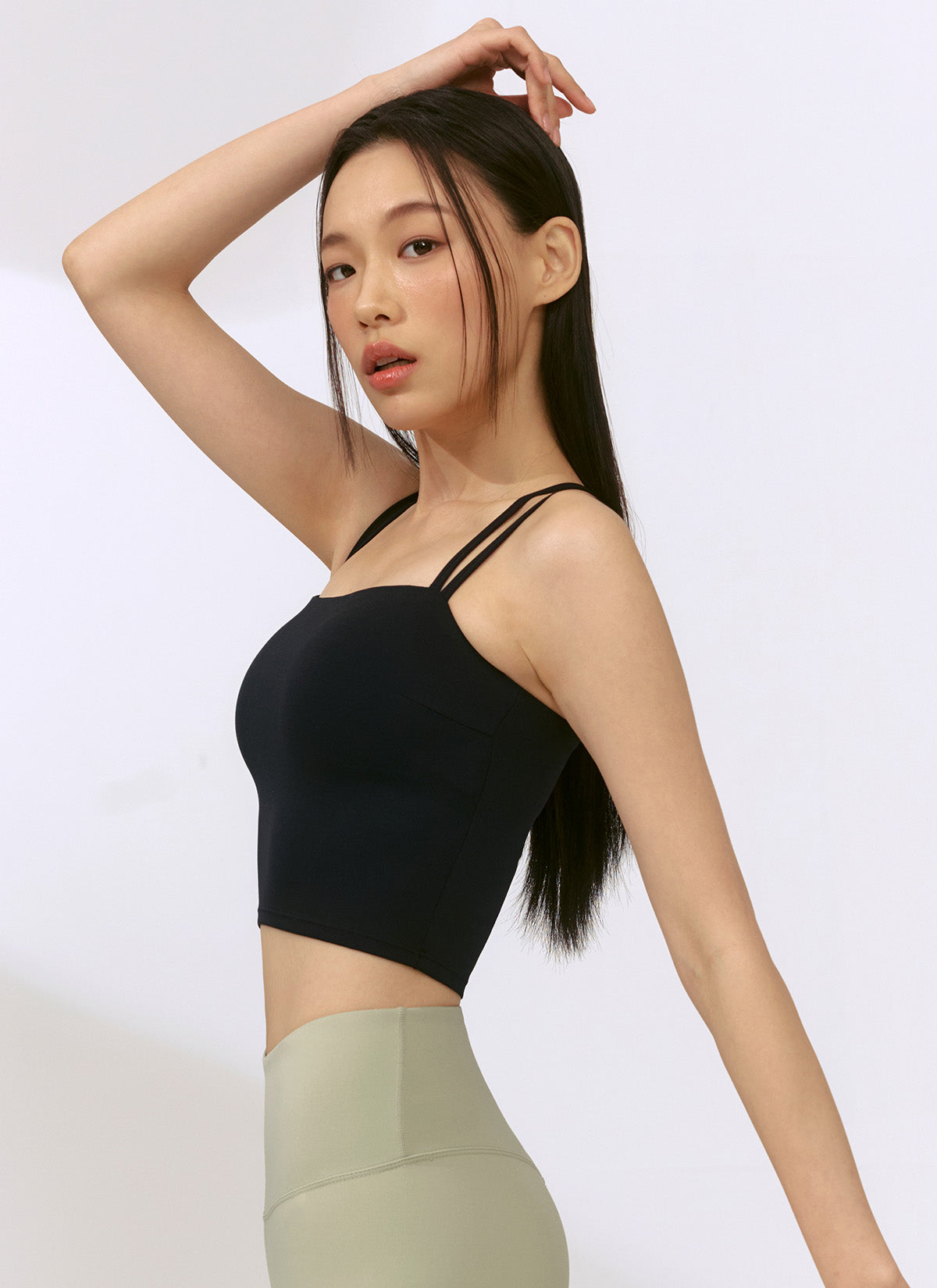Black Label Power Rise Double Strap Sports Bra - High Support Workout Top for Running, Yoga & Gym