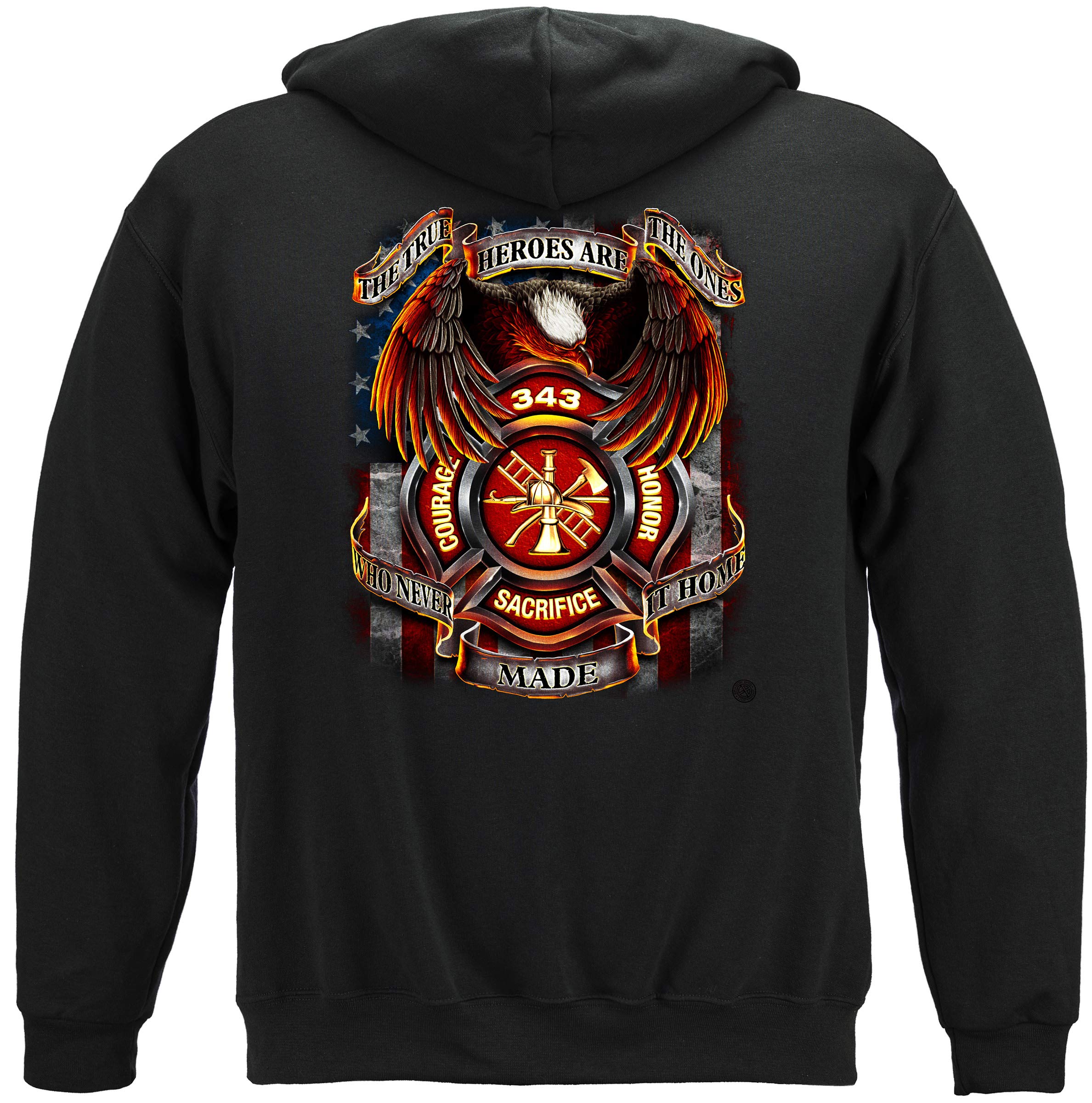 Firefighter Hooded Sweatshirt for Men & Women - True Hero FF2081SW - Comfortable Cotton Blend Pullover for Fire Dept Support & Casual Wear