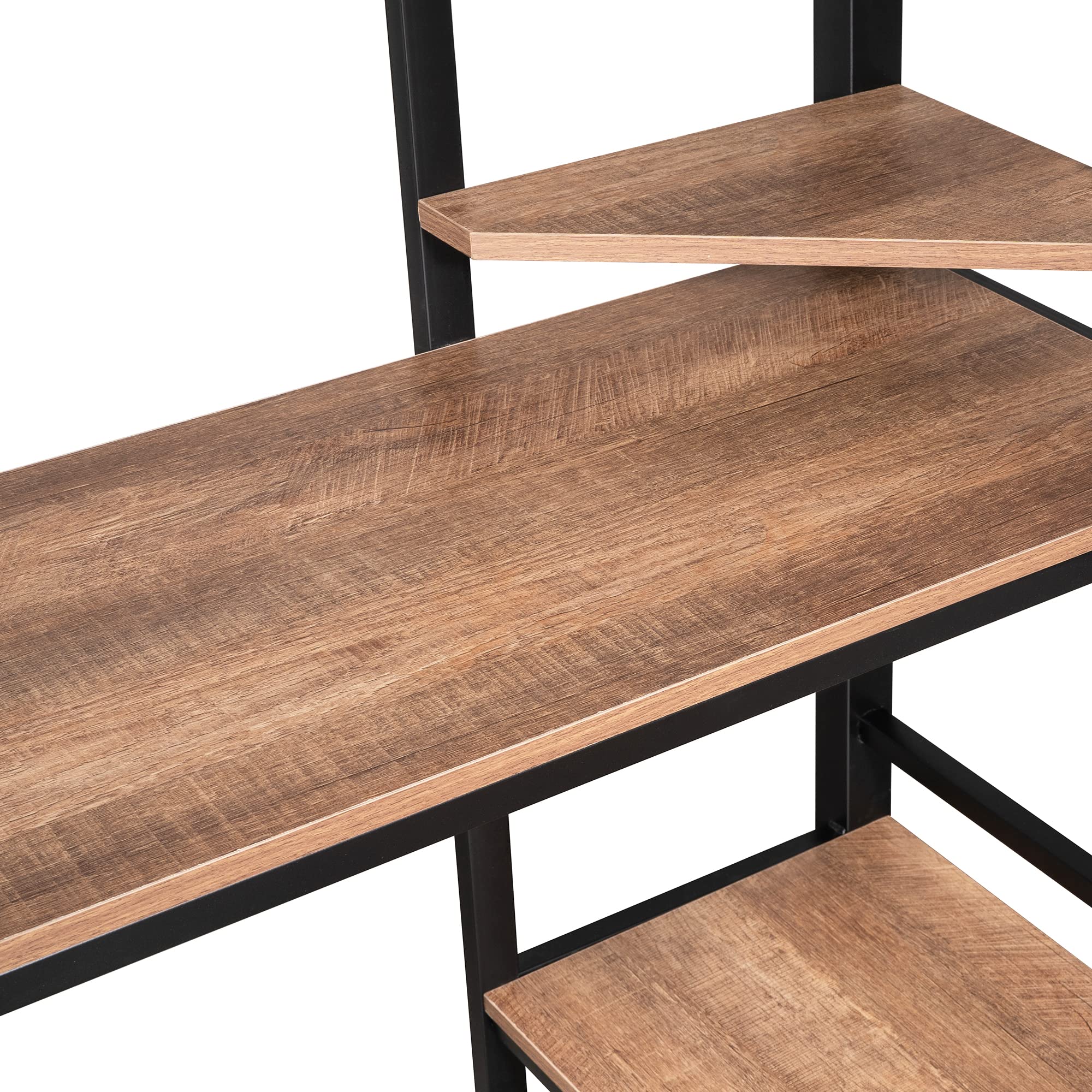 Harper & Bright Designs Full Metal Loft Bed Frame with Built-in Desk & Storage Shelves - Heavy Duty Steel Construction for Kids, Teens & Adults - Space-Saving Black Bedroom Furniture for Small Rooms, Dorms & Apartments