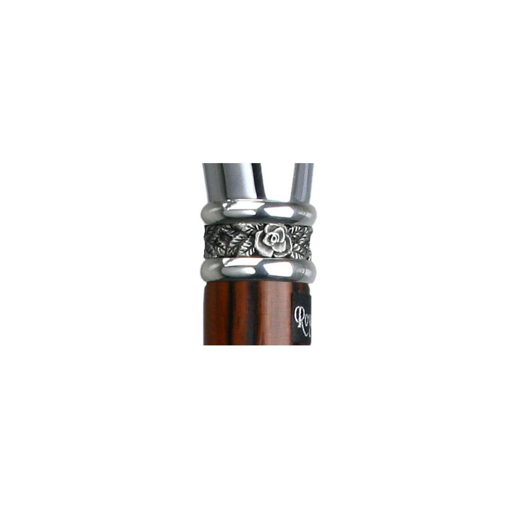 Premium Chrome Plated Walking Cane with Ebony Wood Shaft & Rose Pewter Collar - Elegant Mobility Aid for Seniors, Fashionable Support for Weddings & Formal Events