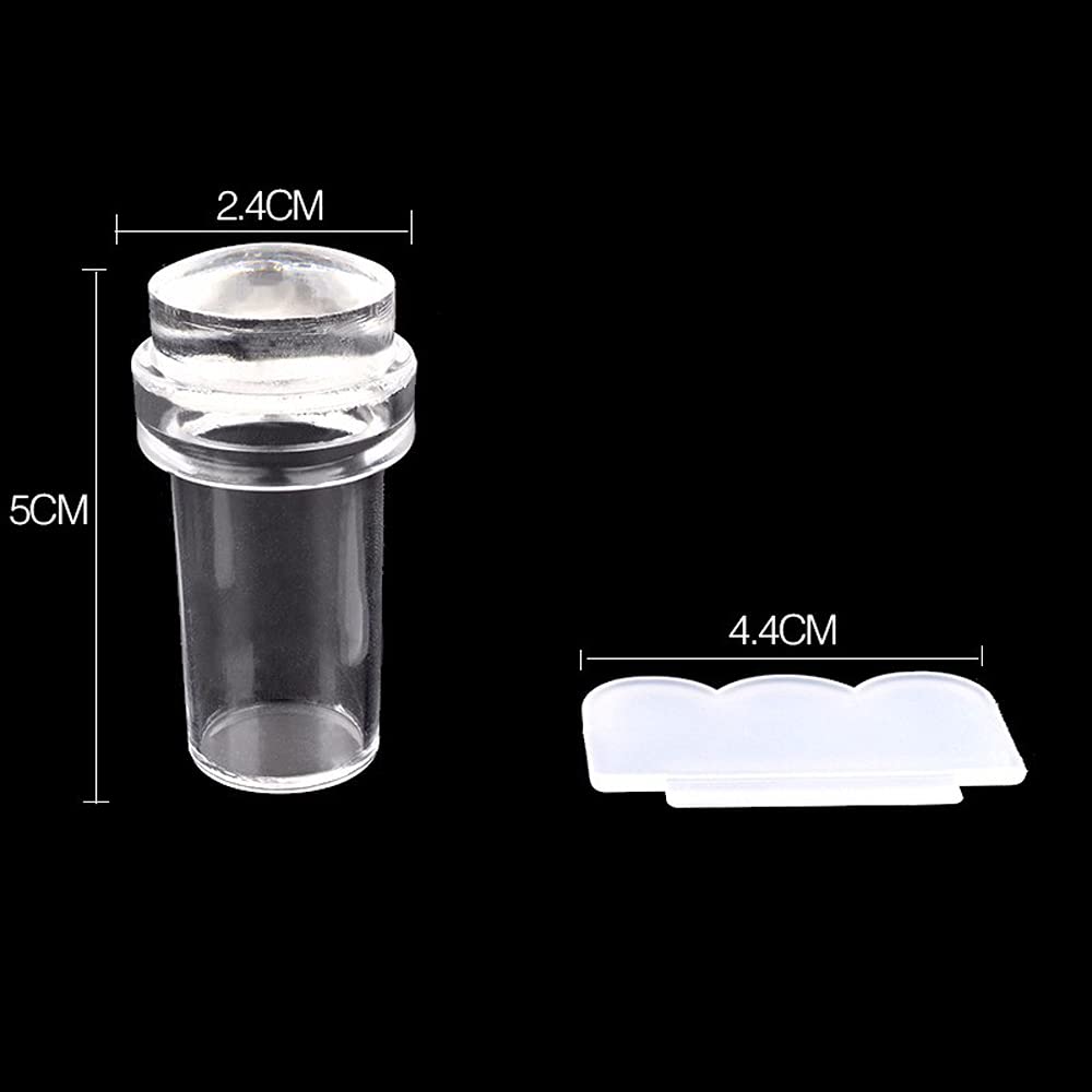 Guillala Nail Art Silicone Stamper Set - French Smile Line Tool with Single Head & Scrapers for DIY Manicure - Perfect for Women & Girls at Home/Salon (Transparent) - Great for Nail Polish Stamping, French Tips & Creative Nail Designs
