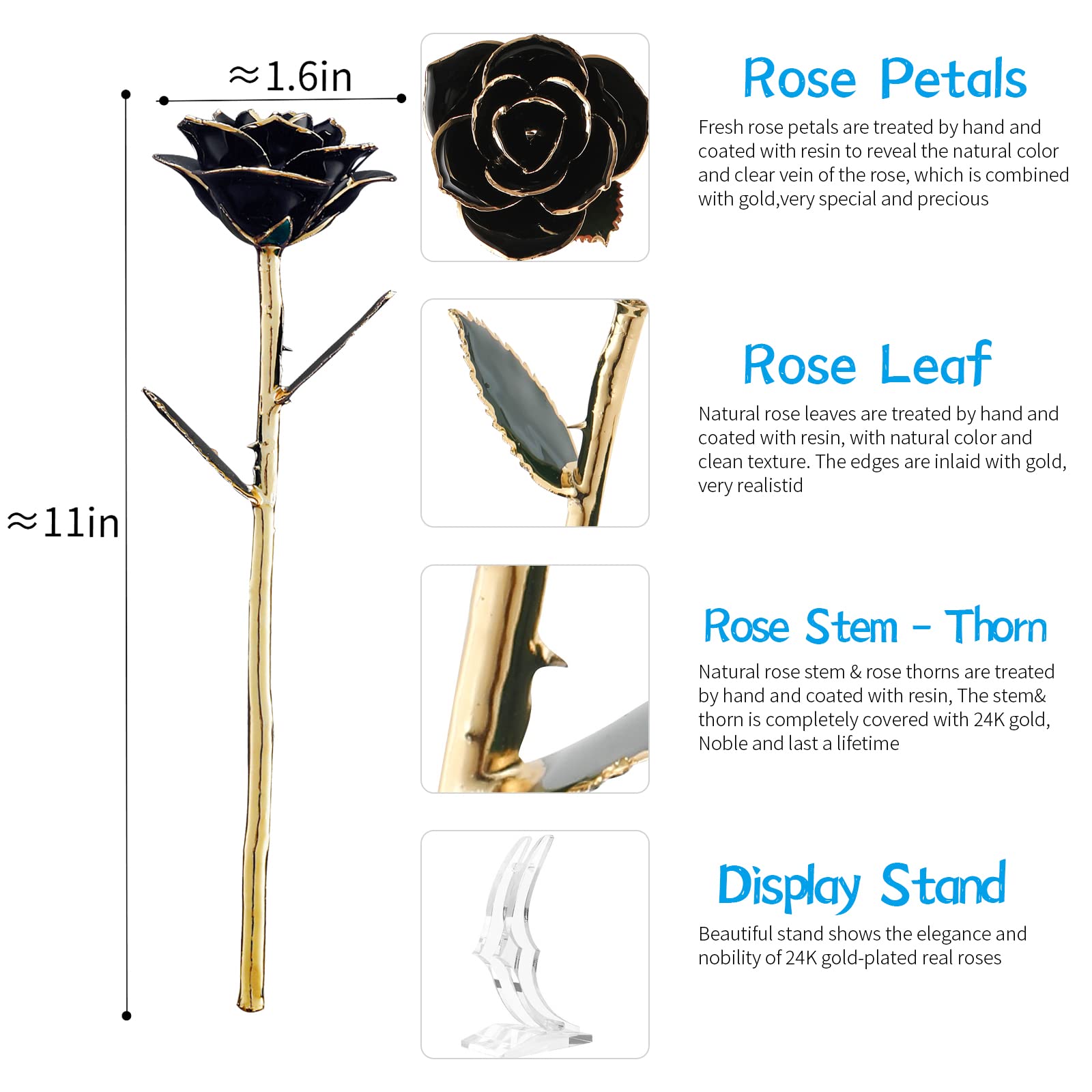 24k Gold Plated Eternal Rose in Gift Box - Romantic Anniversary, Valentine's Day, Birthday & Mother's Day Present for Women - Perfect for Home Decor, Wedding Centerpiece & Special Occasion Keepsake (Red)