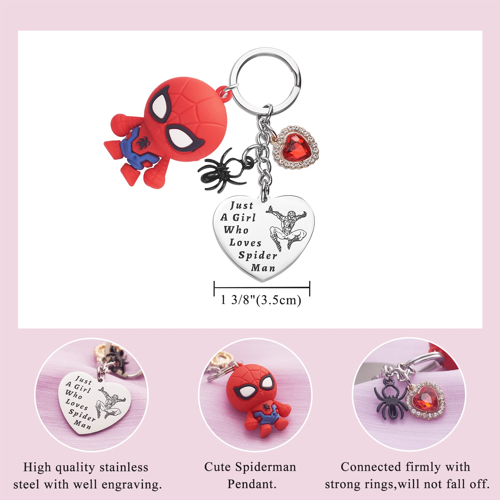 Spiderman Keychain - Superhero Gifts for Teen Girls, Women, Daughter Birthday Present | Cute Spider Keychain for Backpacks, Purses & Car Keys | Marvel Fan Gift Idea