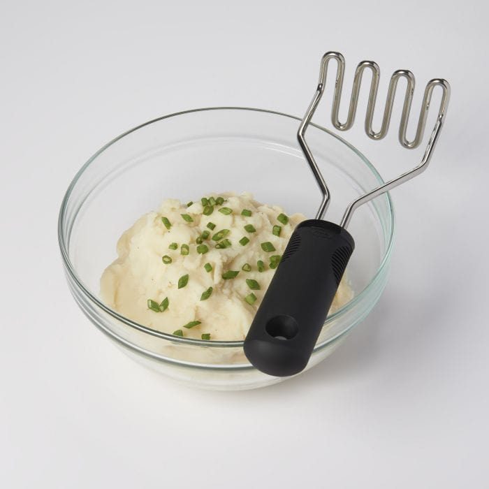 OXO Good Grips Stainless Steel Potato Masher - Ergonomic Kitchen Tool for Smooth Mashed Potatoes, Purees & Baby Food - Perfect for Thanksgiving, Family Dinners & Meal Prep