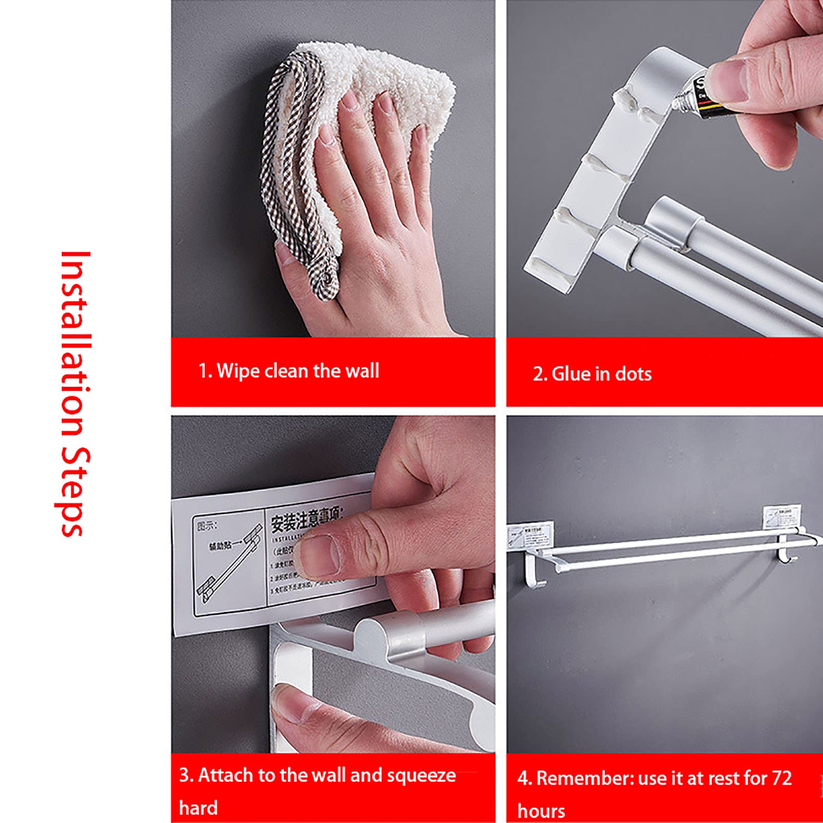 Premium Aluminum Wall Mounted Bathroom Shelves - Double Pole Towel Rack with Hooks for Bathroom Organization | Rustproof Space-Saving Storage Solution for Towels, Robes & Toiletries | Perfect for Small Bathrooms, Apartments & RV Showers
