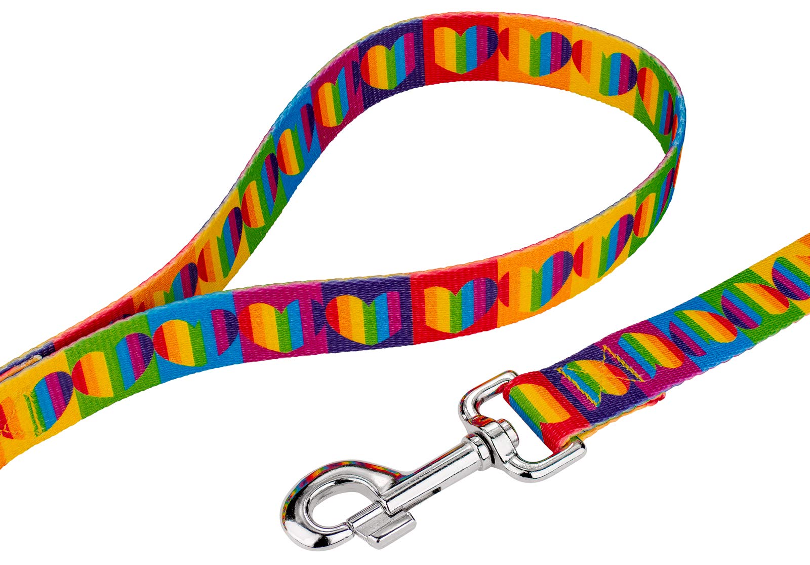 Country Brook Petz - Rainbow Hearts Martingale Dog Collar and Leash Set - Adjustable Soft Nylon Collar with Matching Leash for Small Dogs (1/2 Inch, XS) - Perfect for Walks, Training, and Fashion Accessories