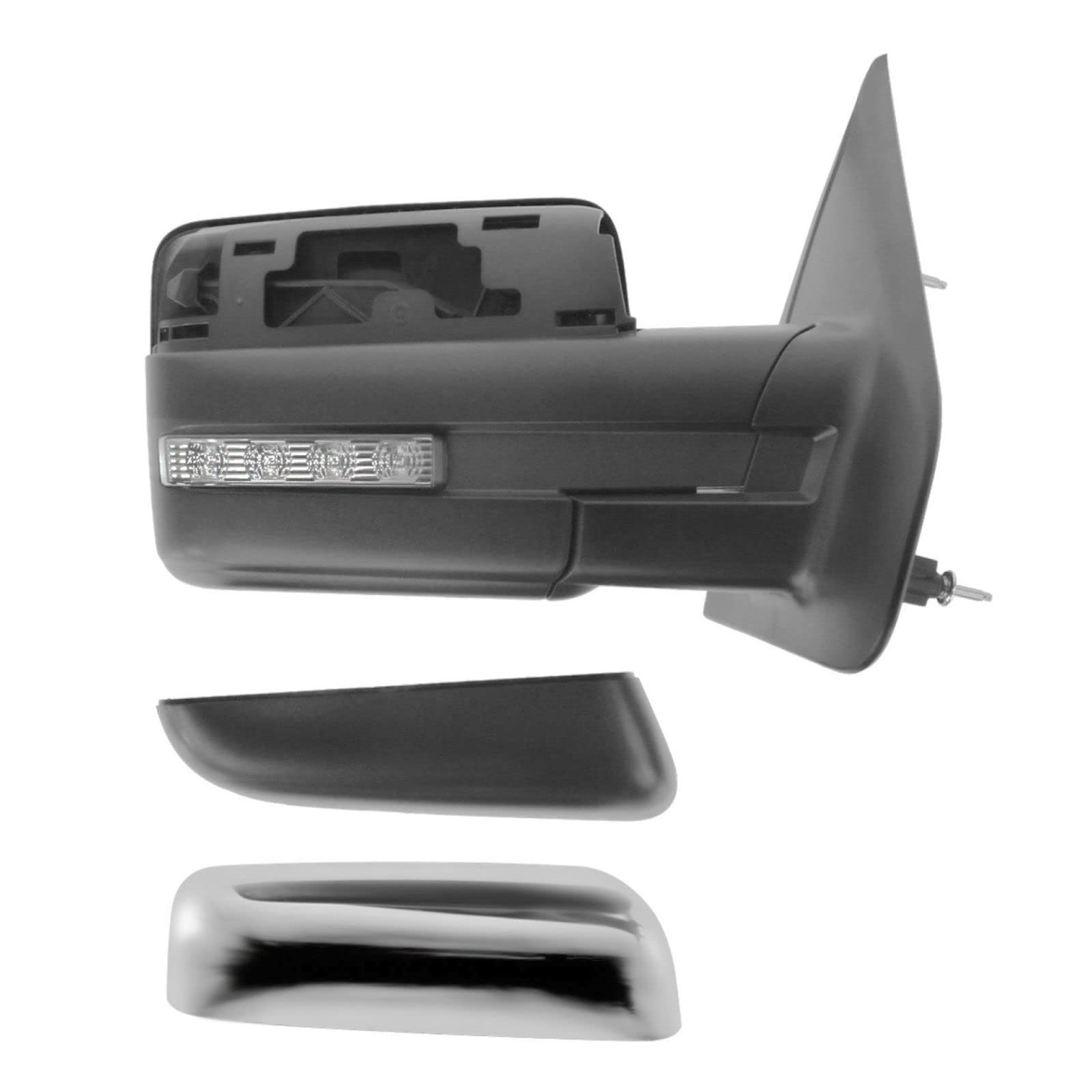 Ford Power Folding Heated Side Mirrors with Turn Signal & Puddle Lights - Chrome Pair (Perfect for Winter Driving & Night Visibility)