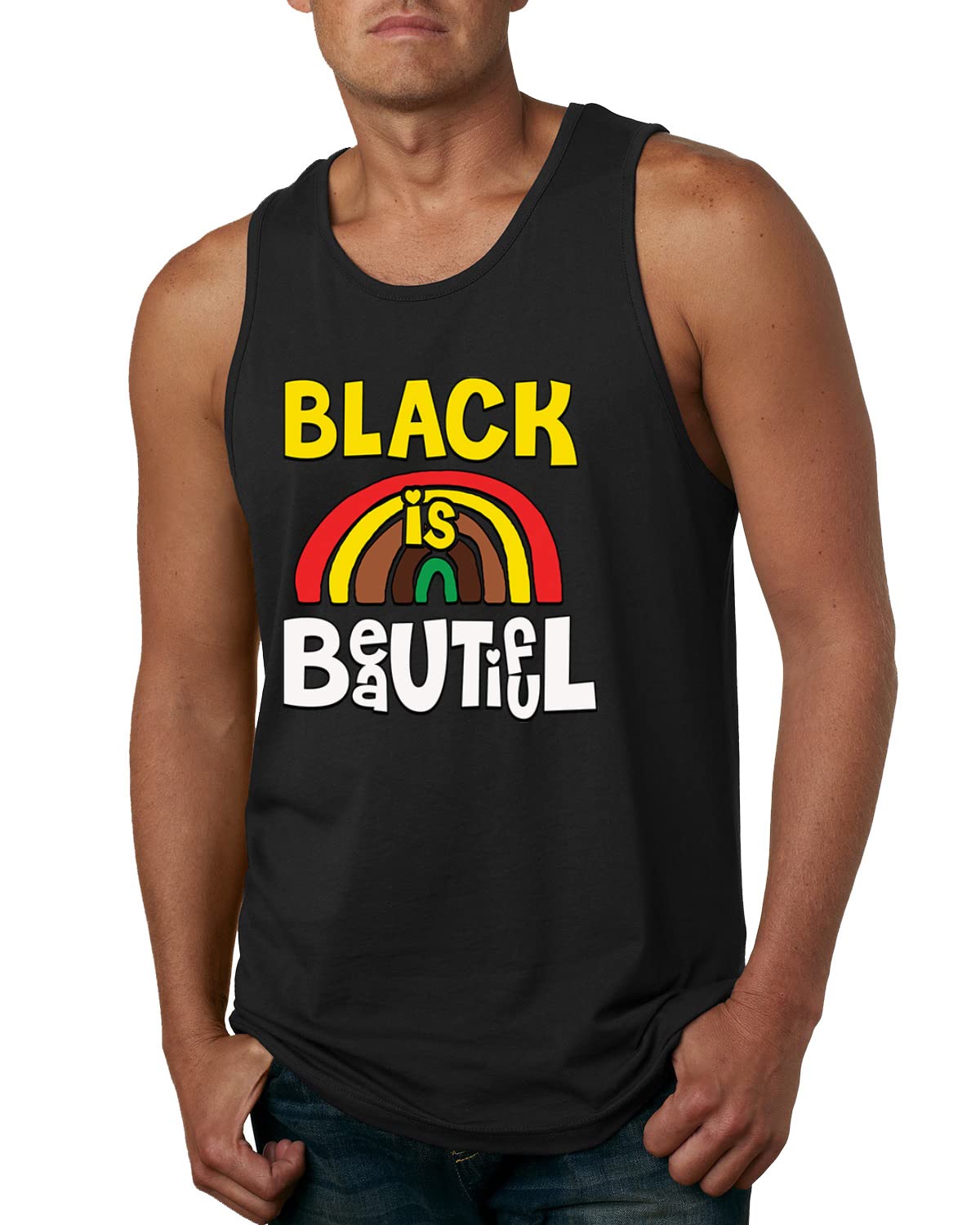 Wild Bobby Black is Beautiful Black Pride Men's Graphic Tank Top - Stylish & Comfortable Sleeveless Shirt for Casual Wear, Street Fashion & Pride Events
