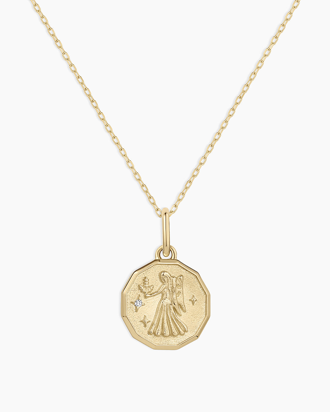 12 Zodiac Diamond Coin Charm Necklace - Elegant Gold Pendant for Women - Perfect for Birthdays, Anniversaries & Gifts